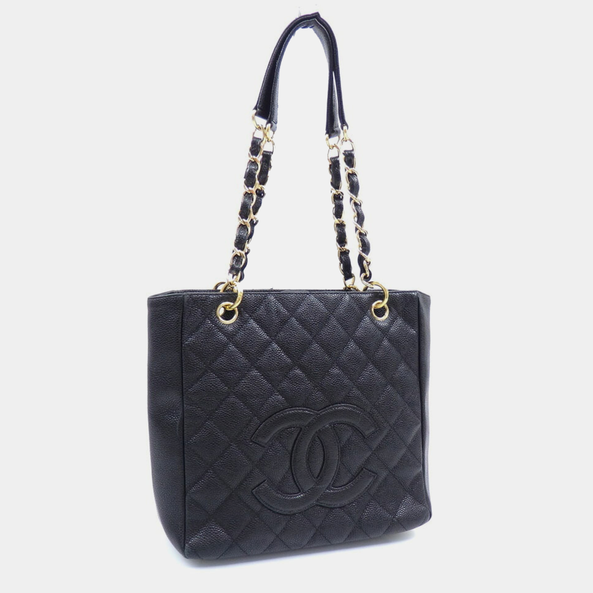 

Chanel Black Caviar Skin Matelasse Coco Mark Leather Chain Tote Bag