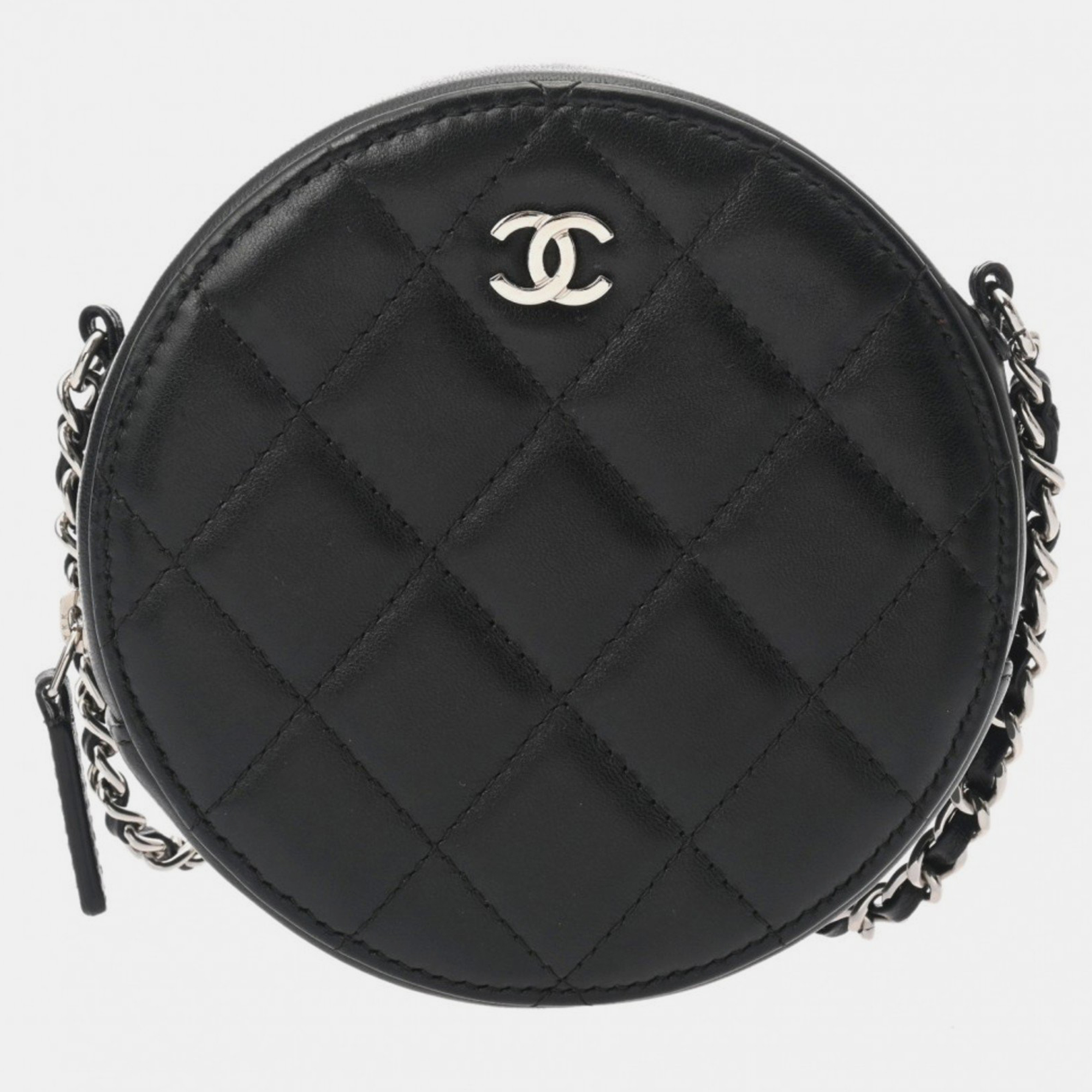 

Chanel Black Lambskin Matelasse Round Chain Shoulder Bag