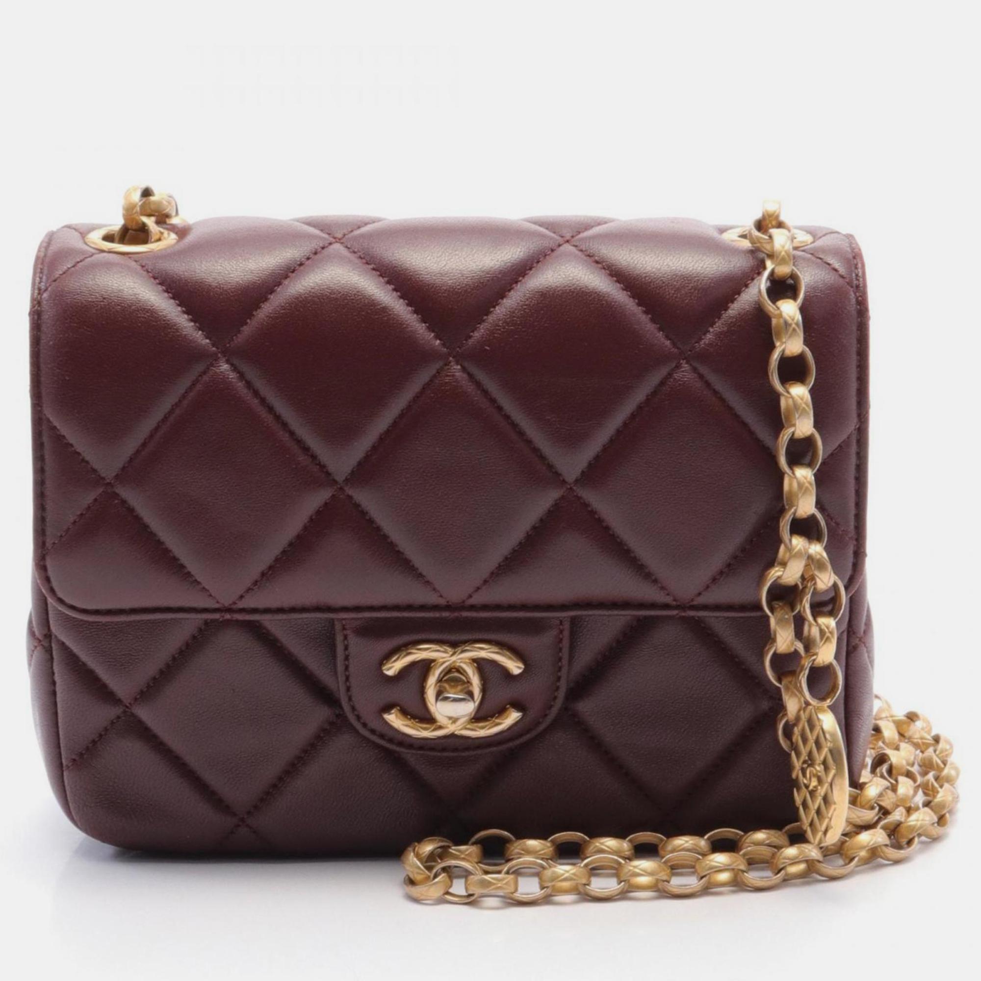 

Chanel Leather Bordeaux Matelasse 20 Shoulder Bag, Brown