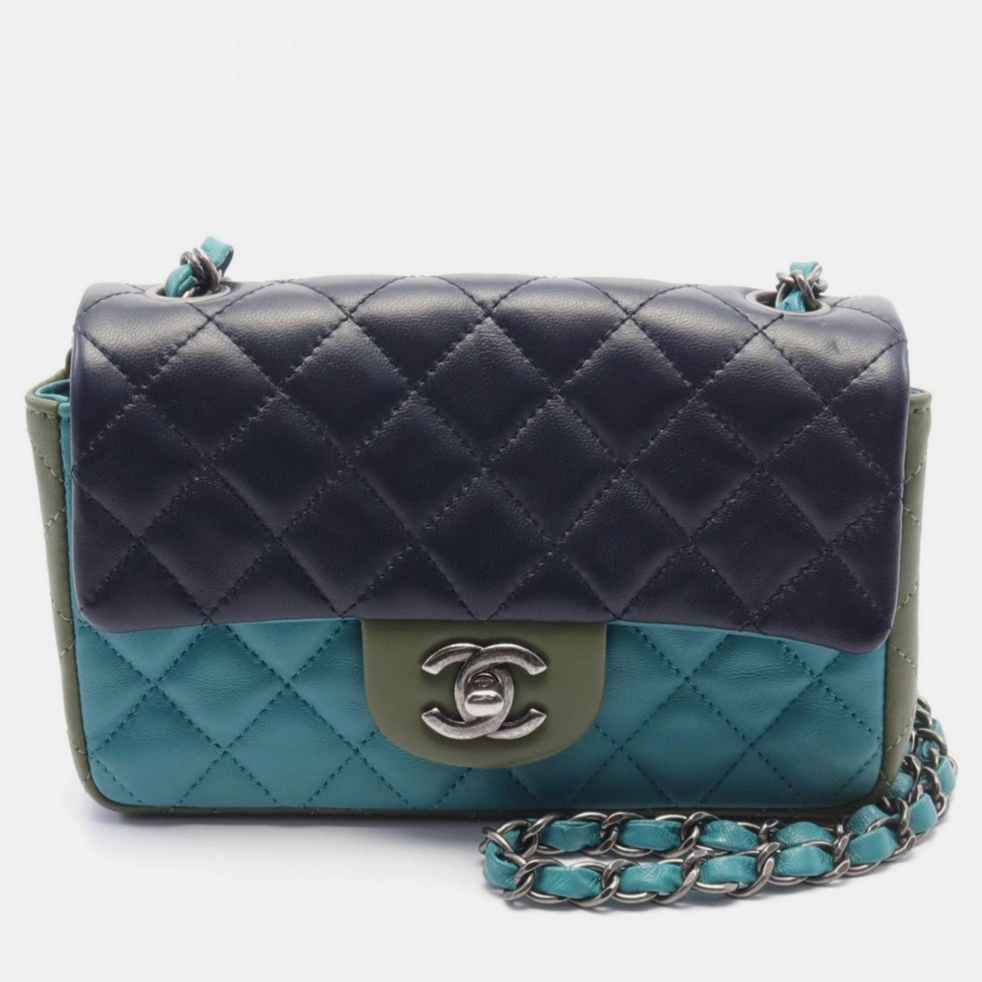 

Chanel Lambskin Navy Green Khaki Matelasse 20 Shoulder Bag, Blue