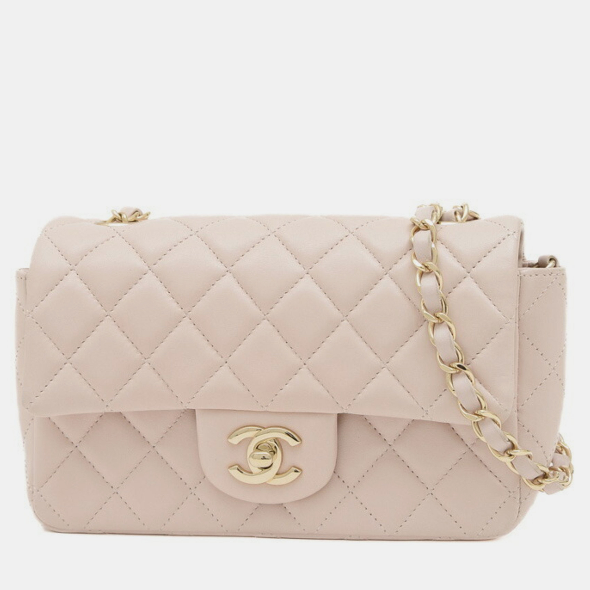 

Chanel Lambskin Light Pink Matelasse Single Chain Shoulder Bag