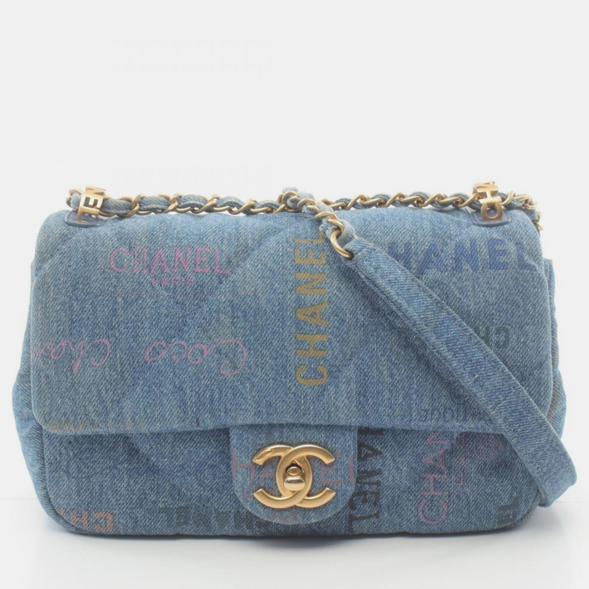 

Chanel Denim Blue Multicolor Matelasse Small Flap Bag