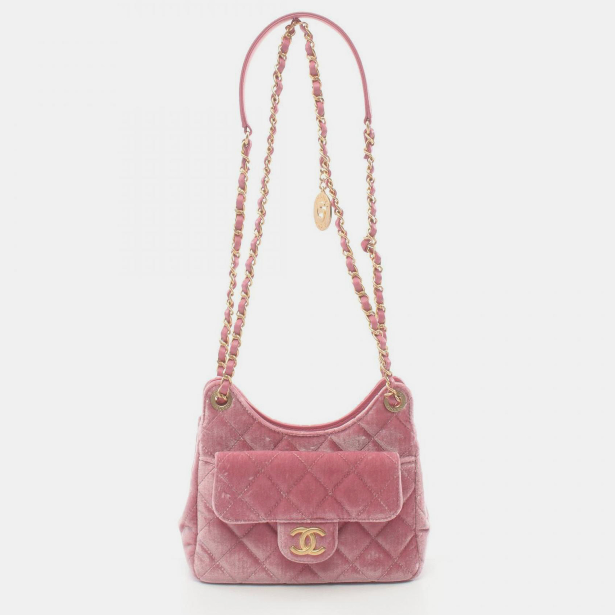 

Chanel Fabric Leather Pink Matelasse Small Hobo Bag