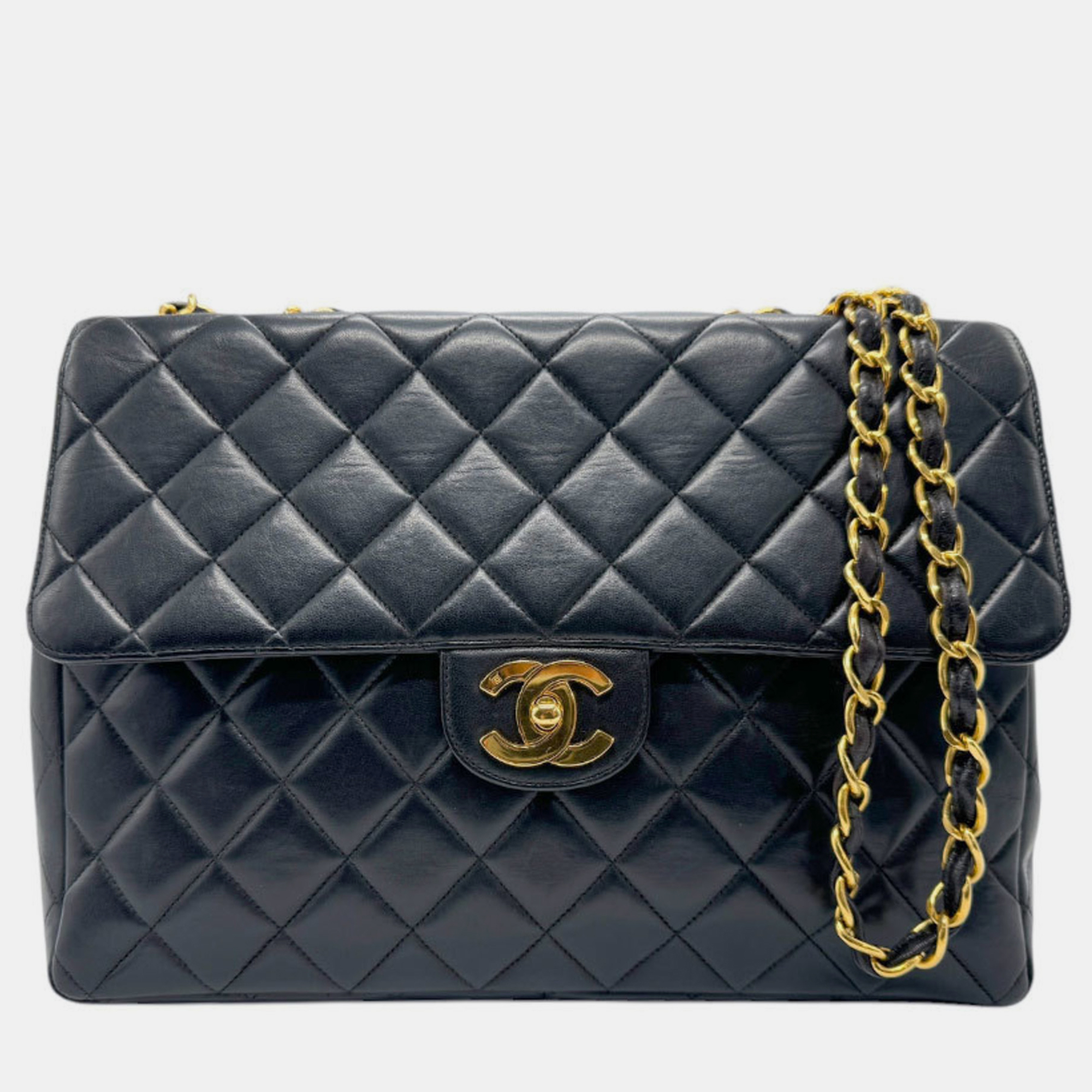 

Chanel Leather Black Gold Matelasse Shoulder Bag