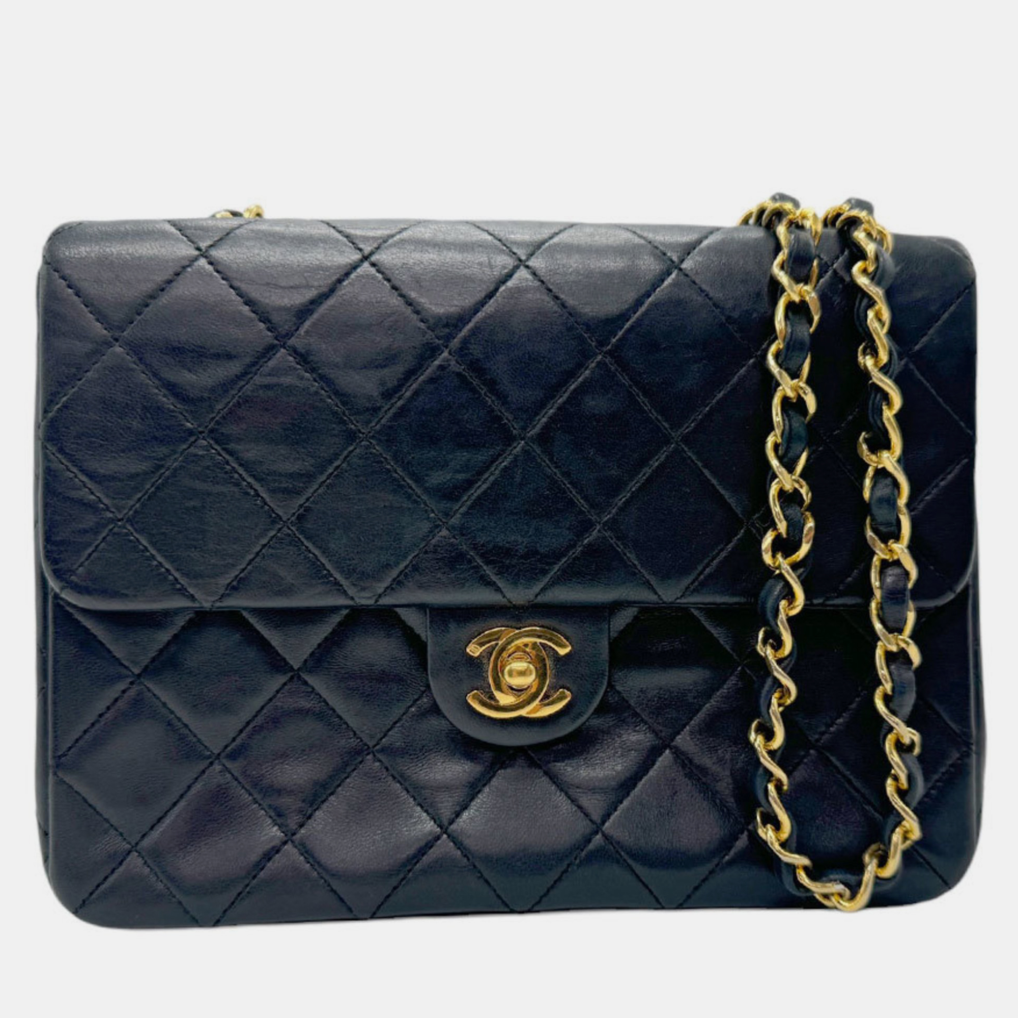 

Chanel Leather Black Gold Matelasse Shoulder Bag