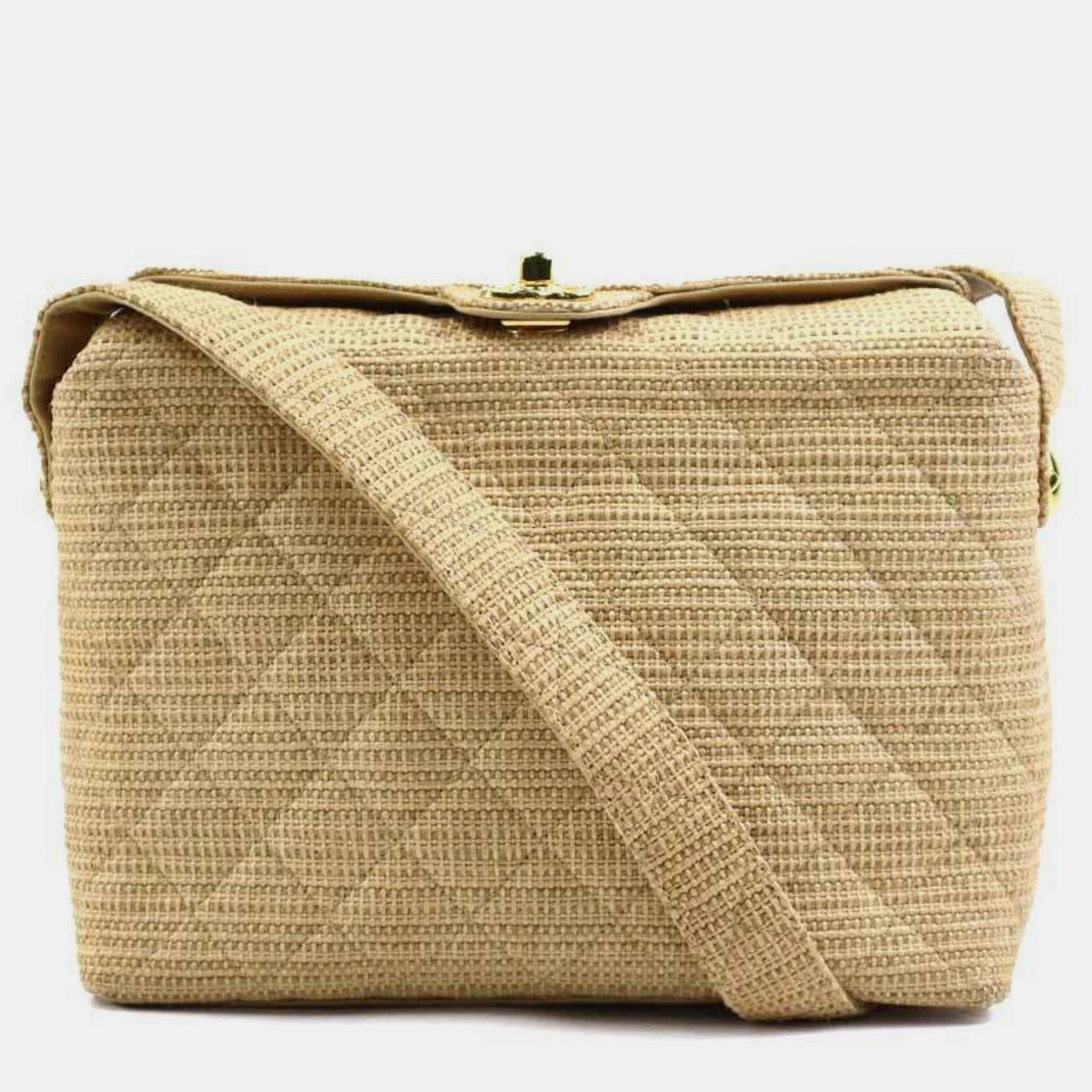 

Chanel Beige Gold Raffia Shoulder Bag