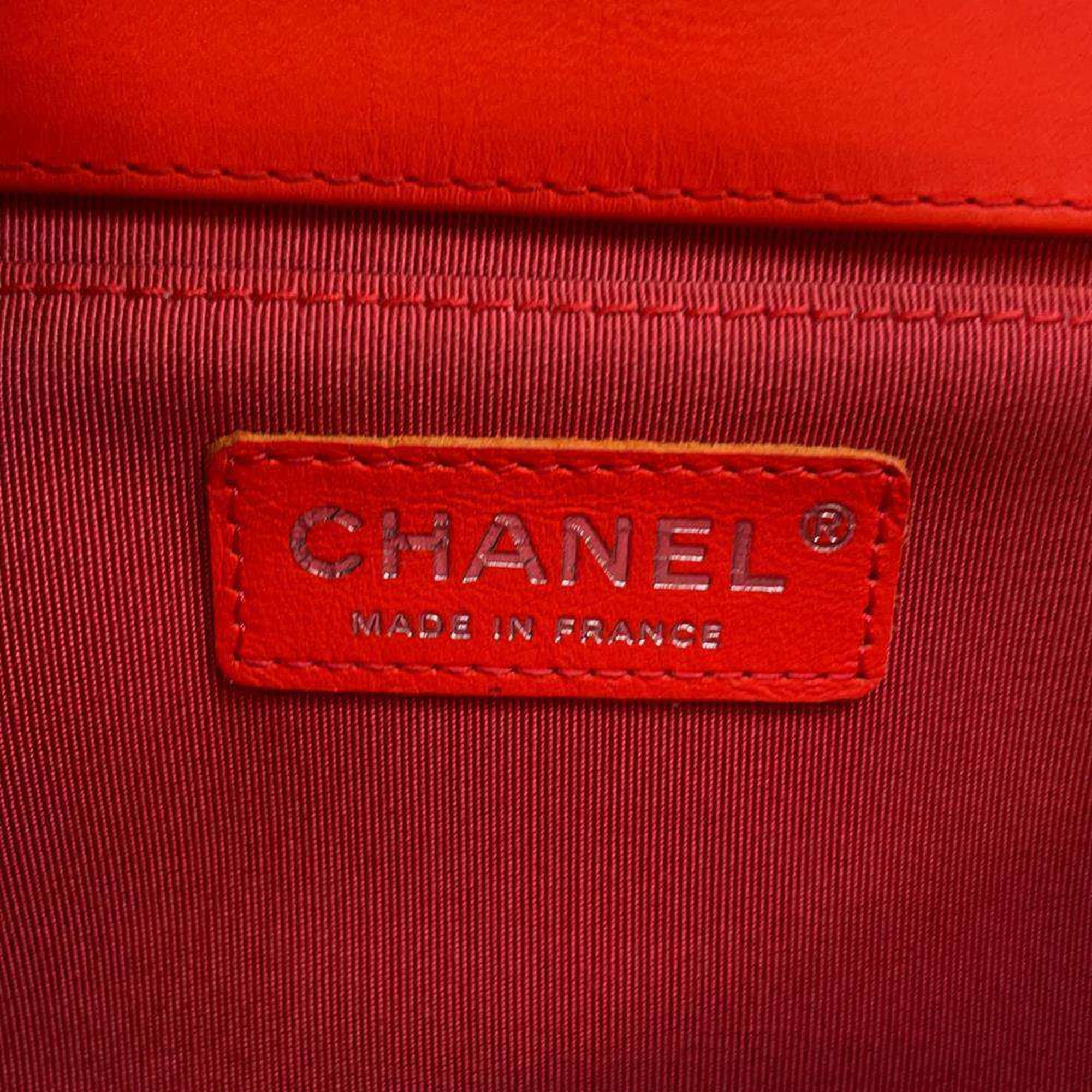 Chanel Carnelian Lambskin Chevron Boy Chanel Chain Shoulder 