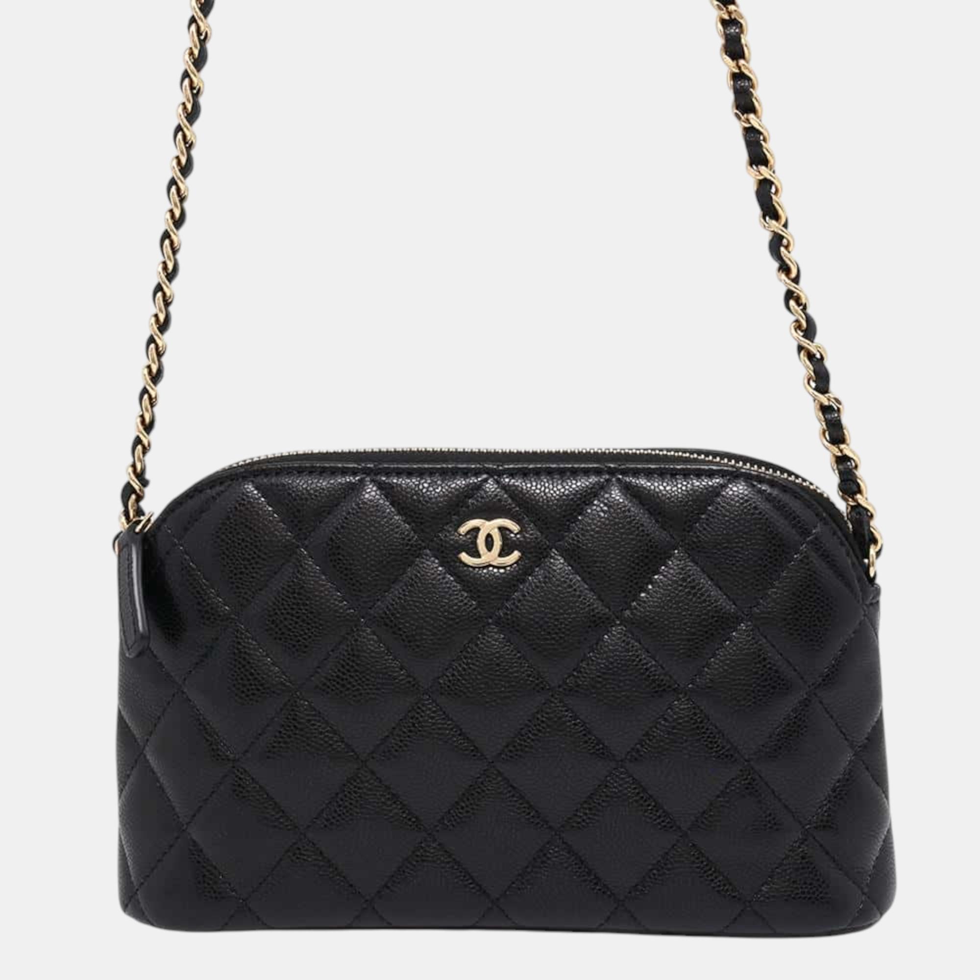 

Chanel Black Caviar Leather Matelasse Timeless Classic Chain Clutch