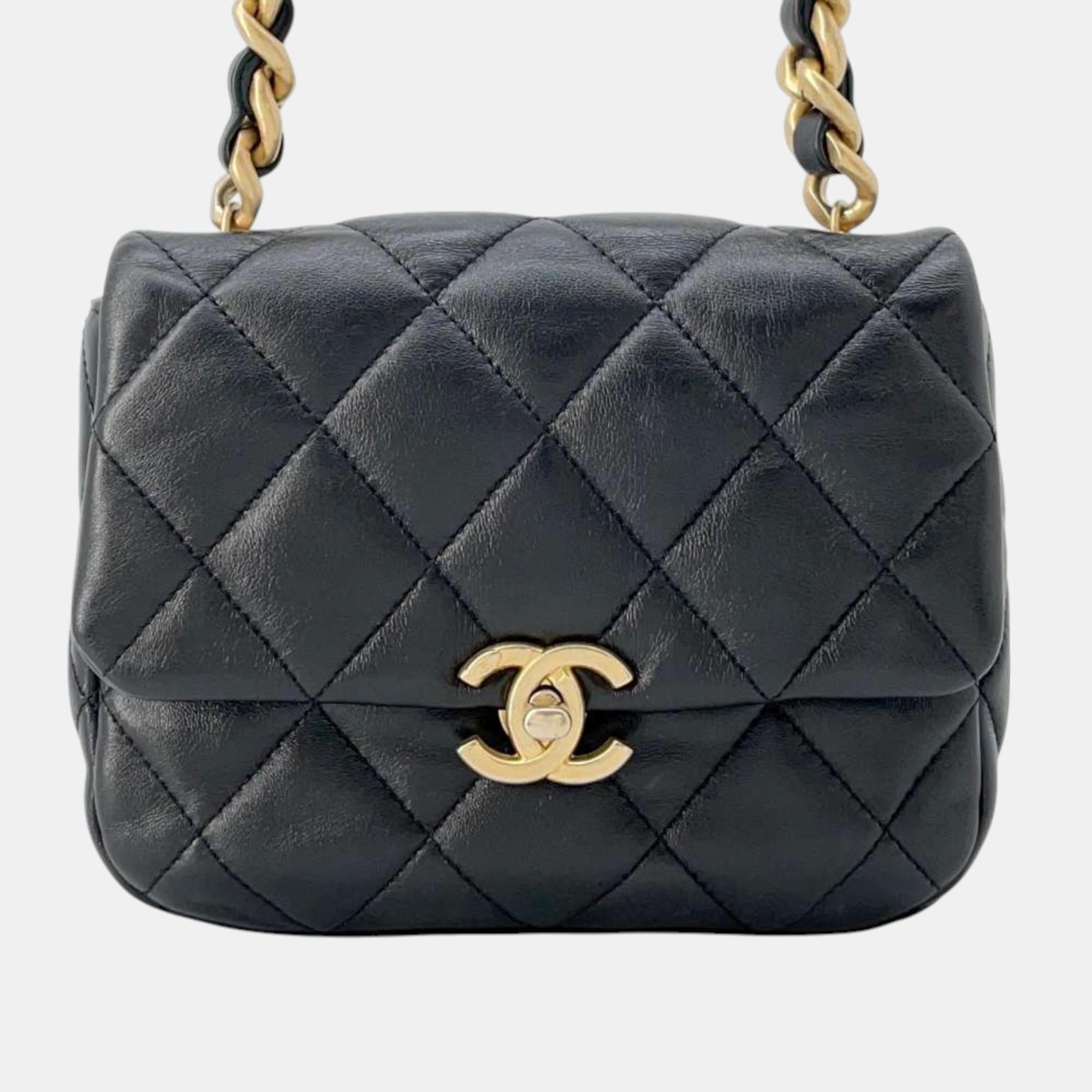 

Chanel Black Lambskin Size Mini Flap Bag