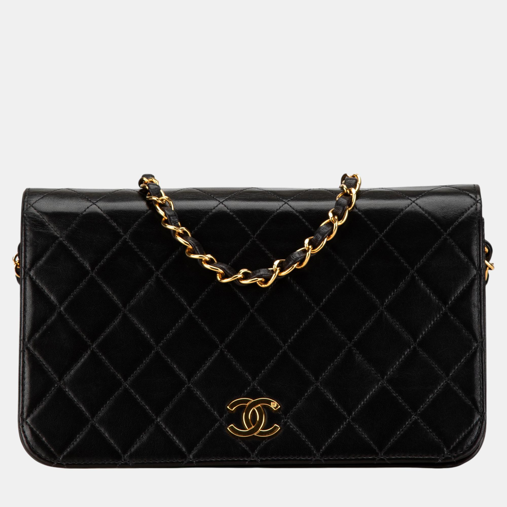 

Chanel Black Quilted Lambskin CC Full Single Flap