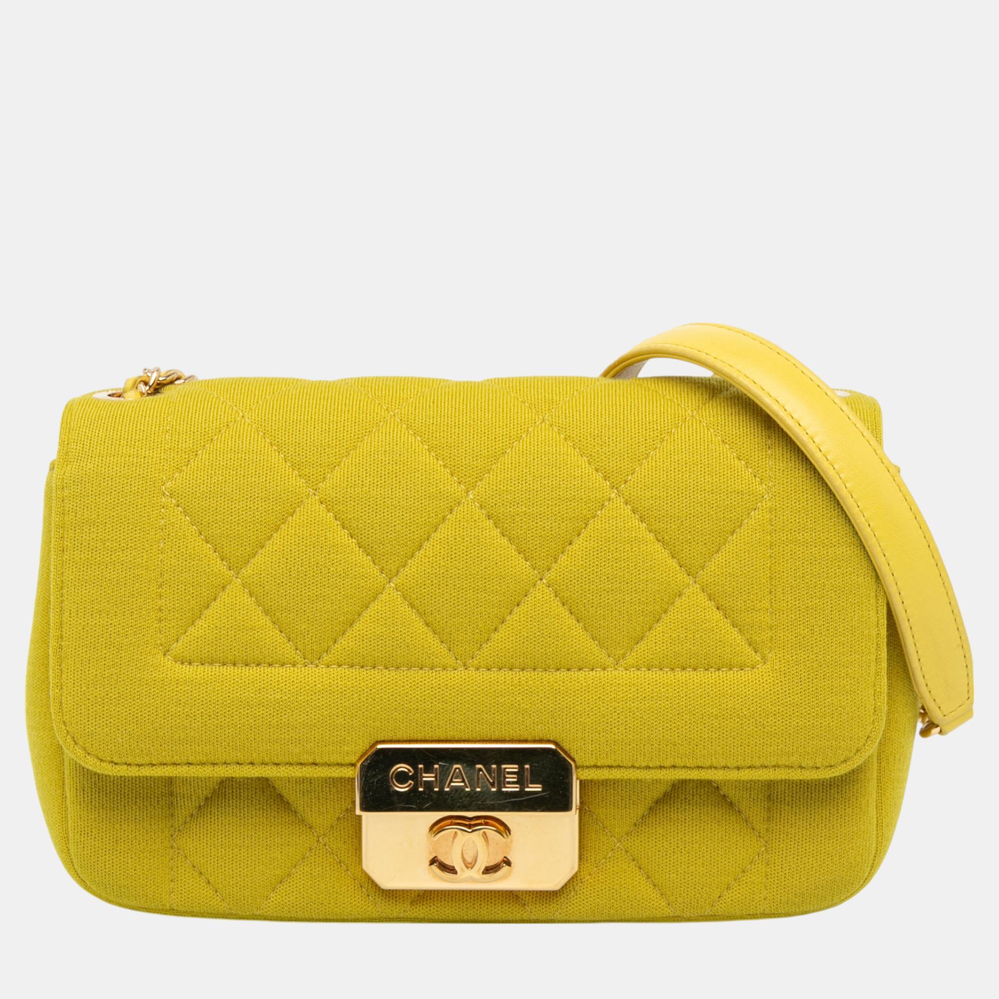 

Chanel Yellow Mini Jersey Chic With Me Flap