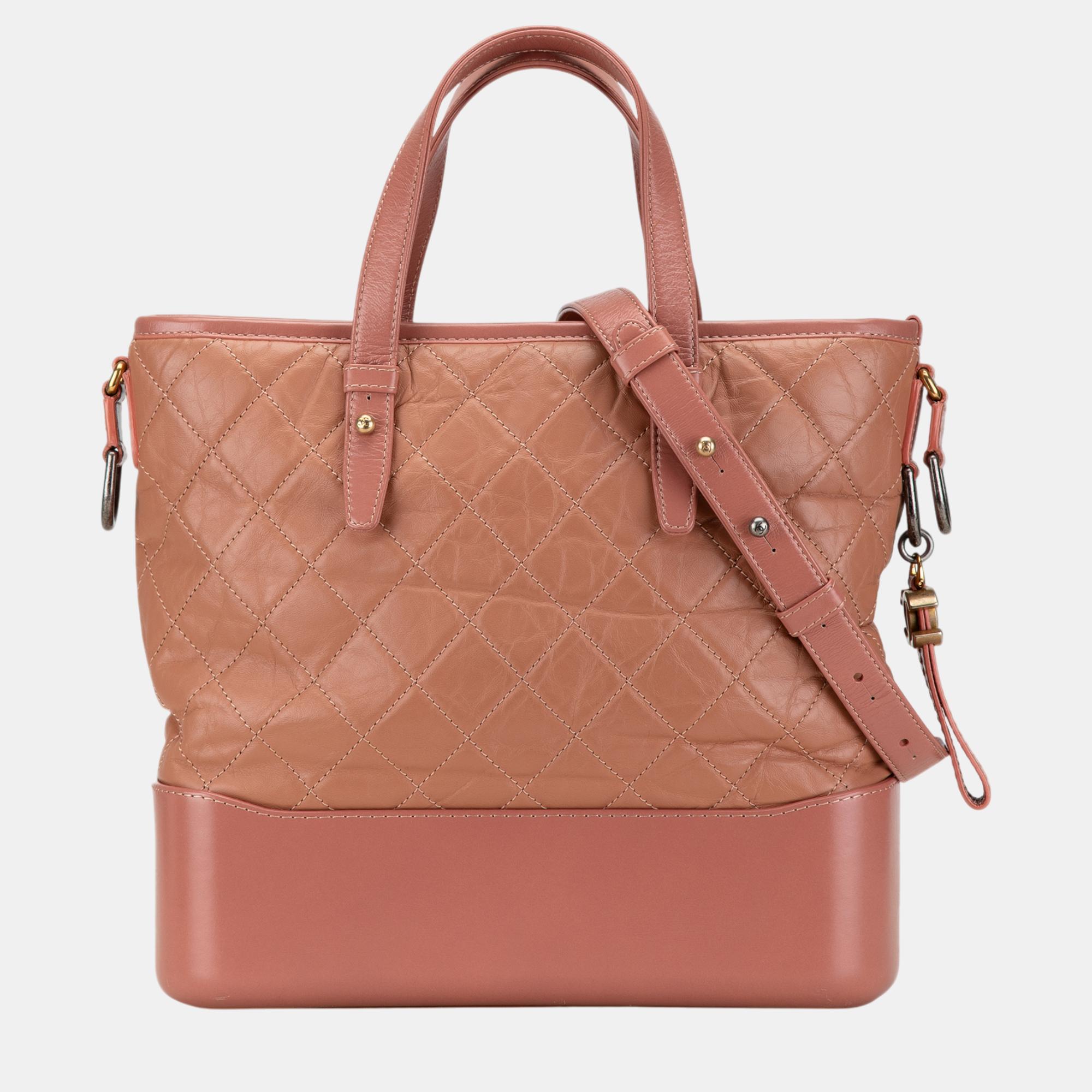 

Chanel Pink Medium Quilted Calfskin Gabrielle Shopping Satchel