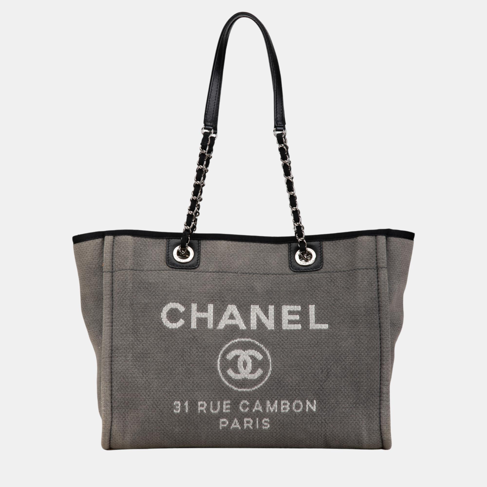 

Chanel Black/Grey Small Canvas Deauville Tote