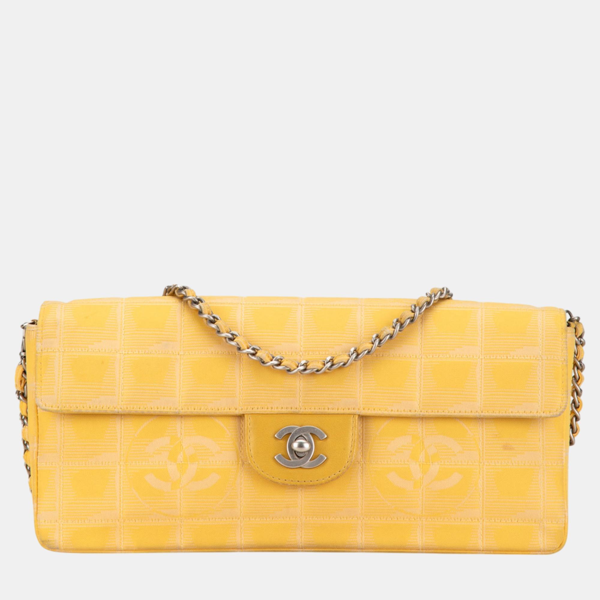 

Chanel Yellow New Travel Line Nylon East West Flap