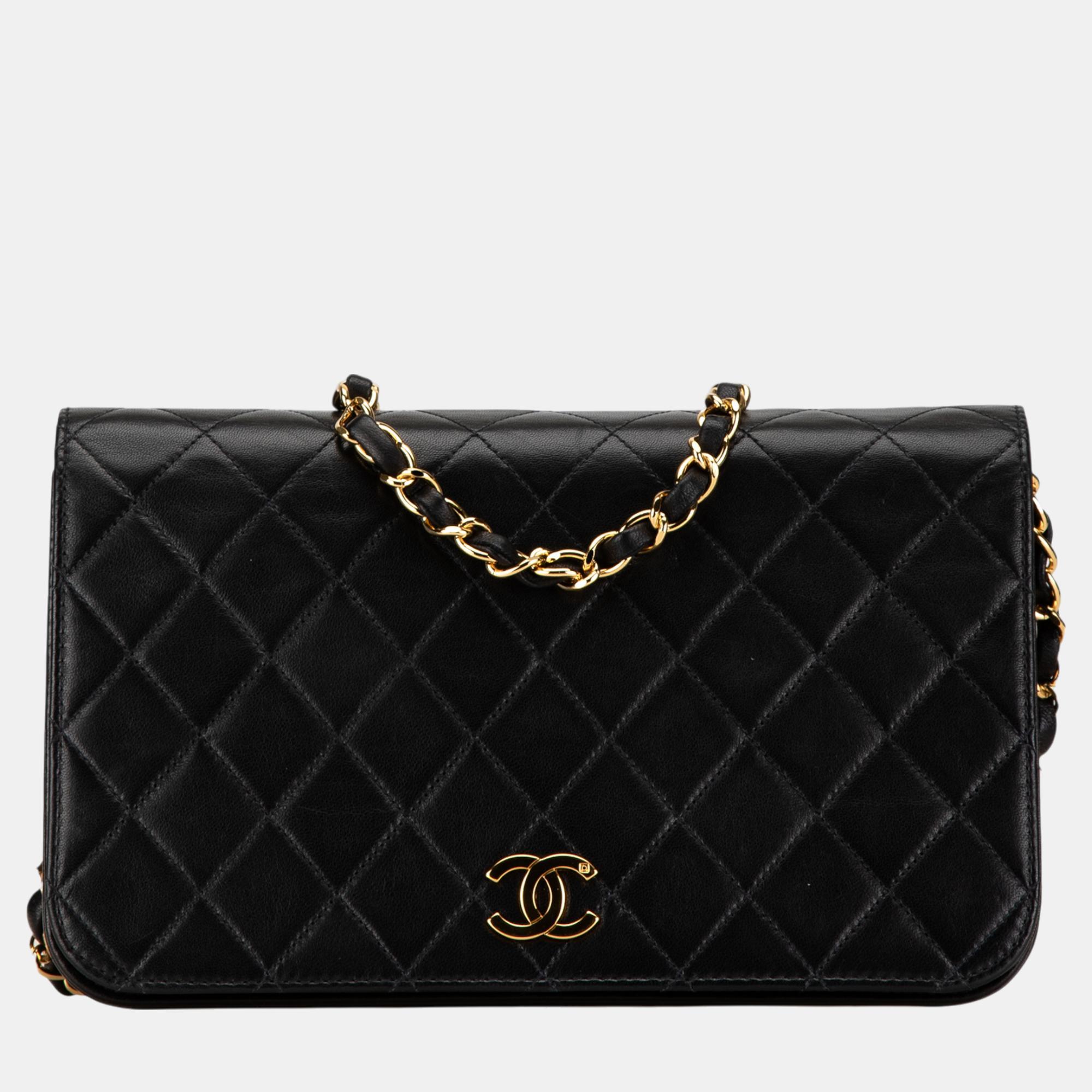 

Chanel Black Quilted Lambskin CC Full Single Flap