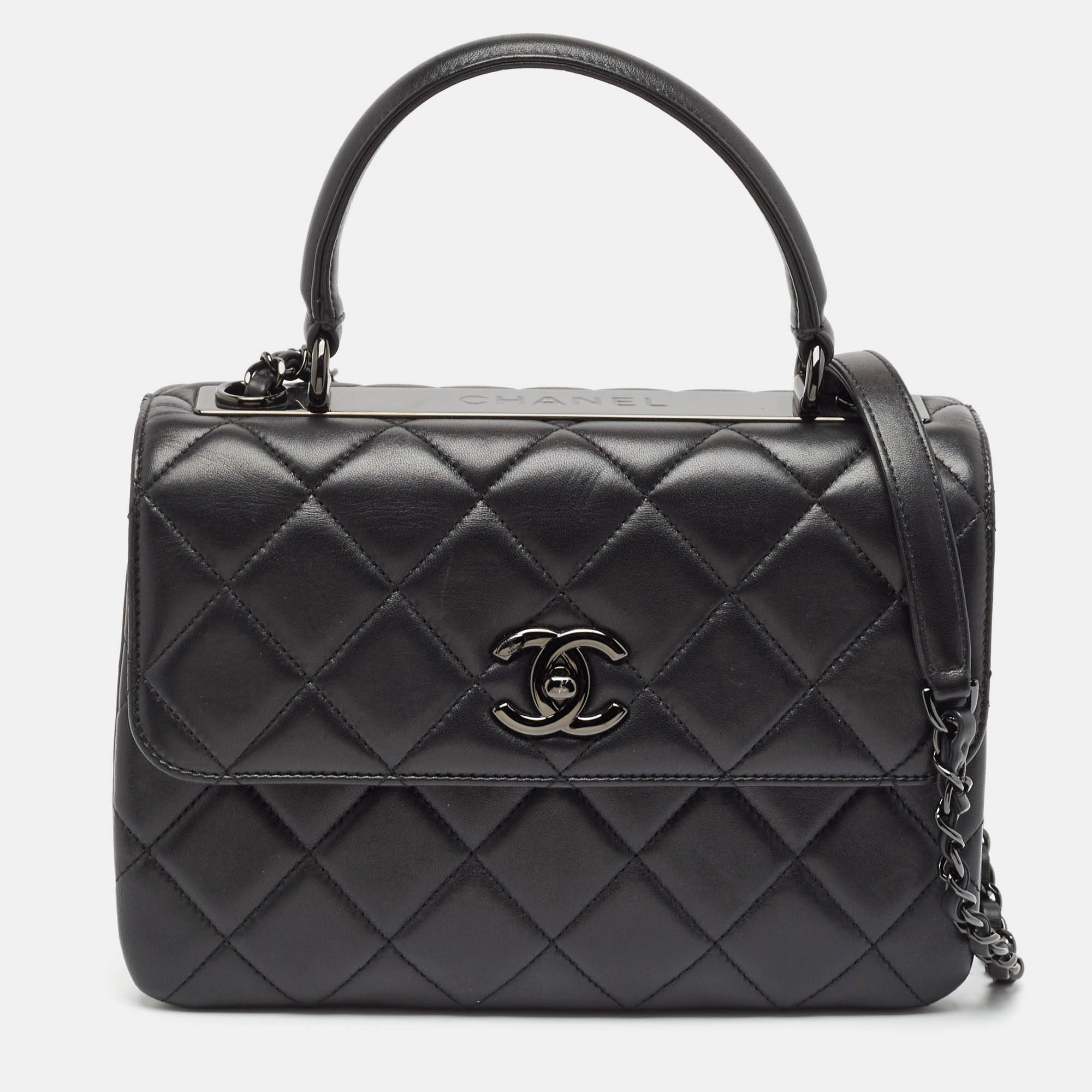 

Chanel Black Quilted Leather  Trendy CC Top Handle Bag