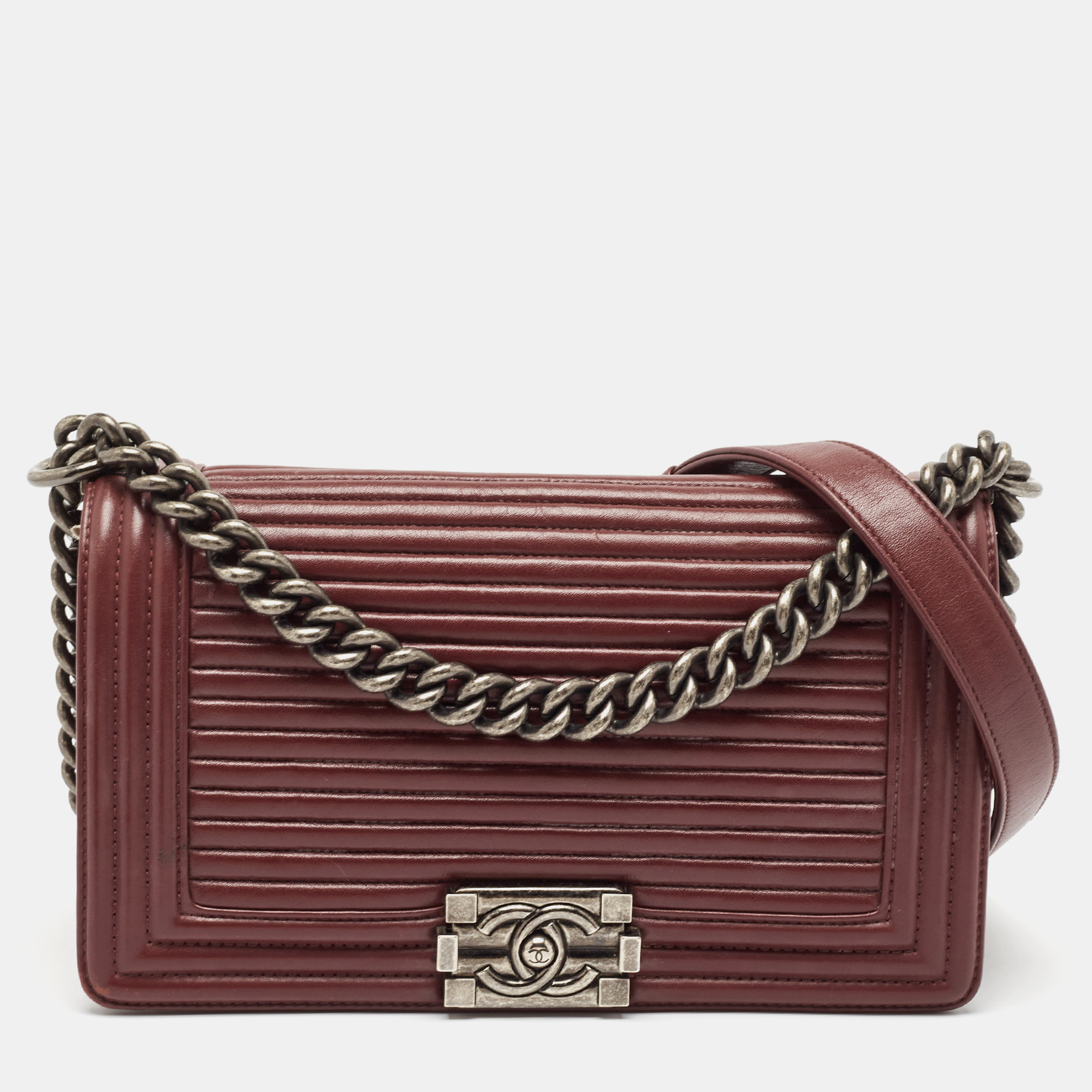 

Chanel Burgundy Horizontal Quilted Leather  Boy Flap Bag