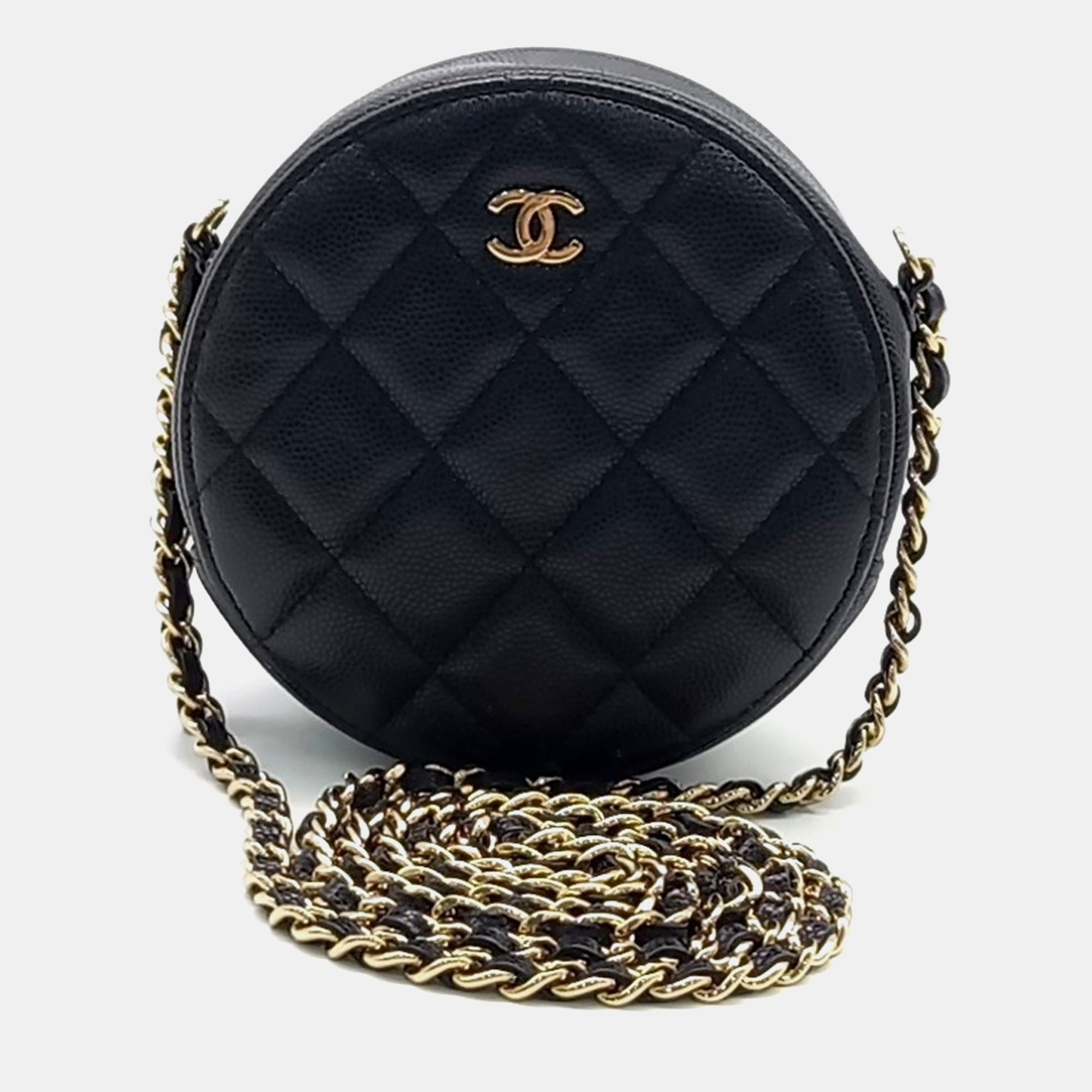 

Chanel Caviar Round Mini Crossbody Bag, Black