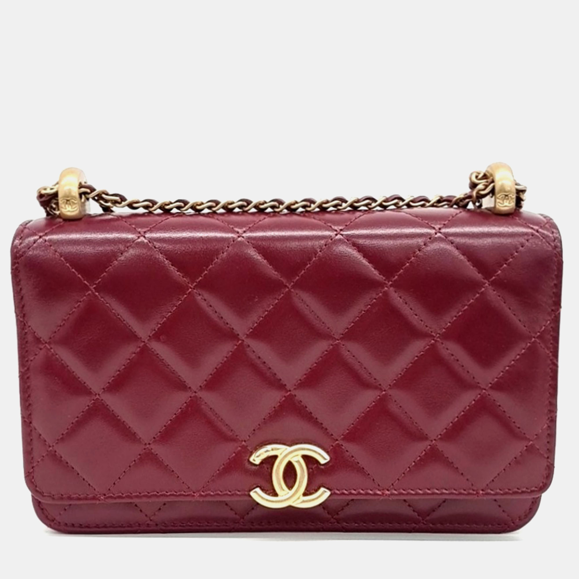 

Chanel WOC Lambskin Crossbody Bag, Burgundy