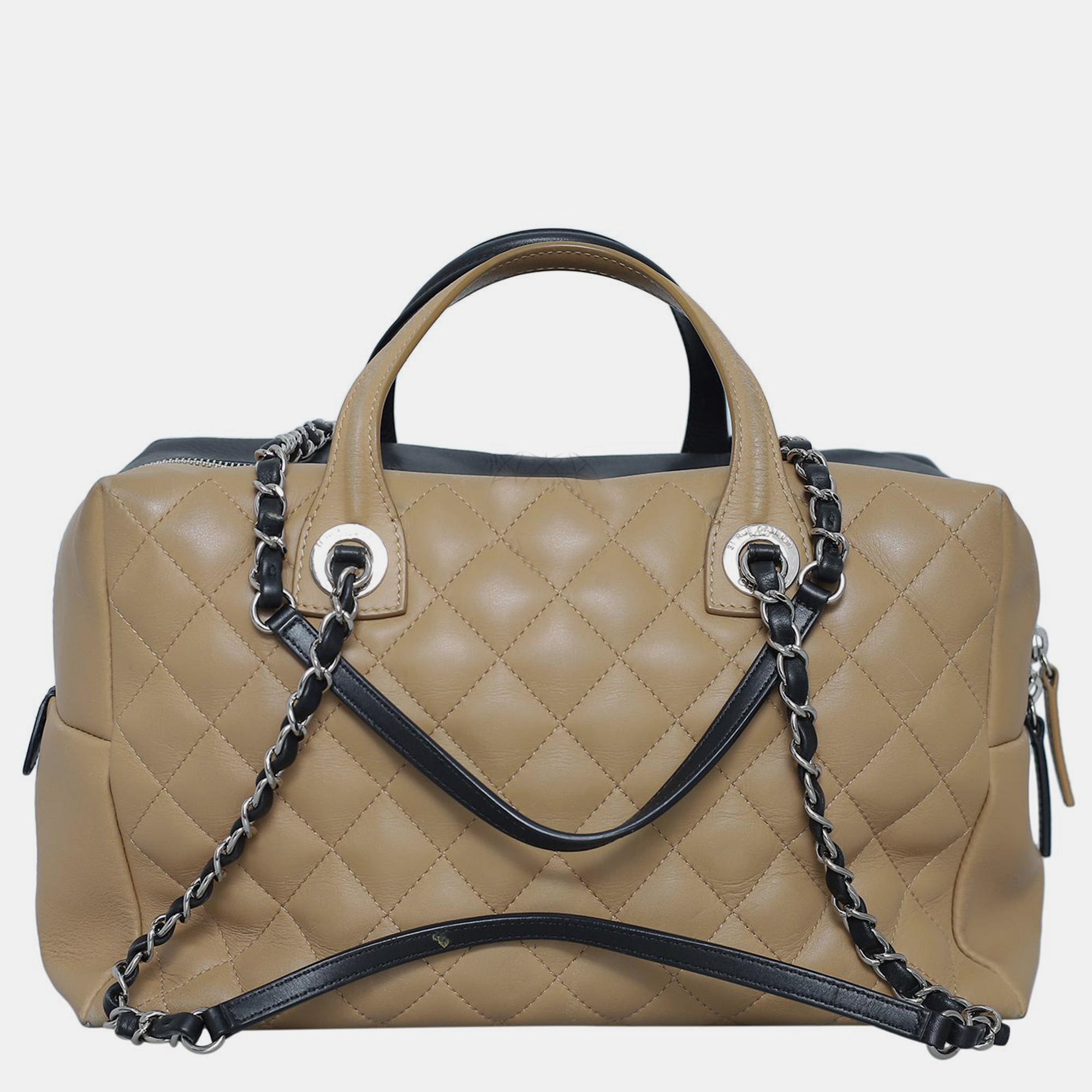 Chanel CC Quilted Bicolor Bowling Bag 