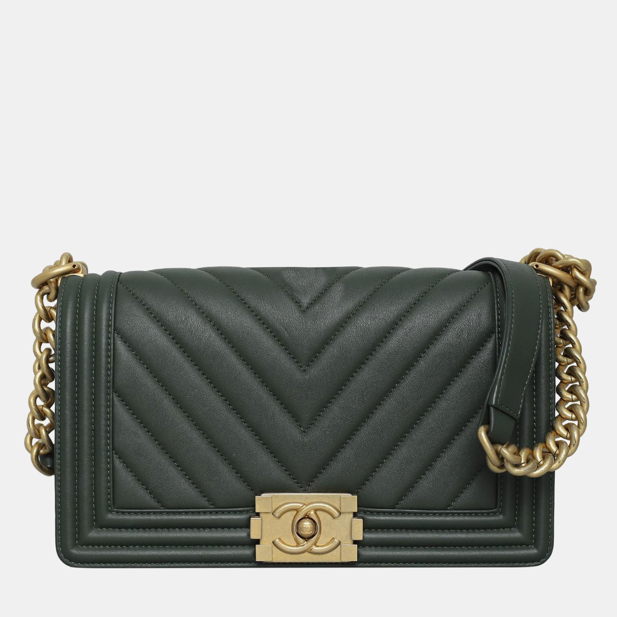 

Chanel Chevron Old Medium Boy Bag, Green