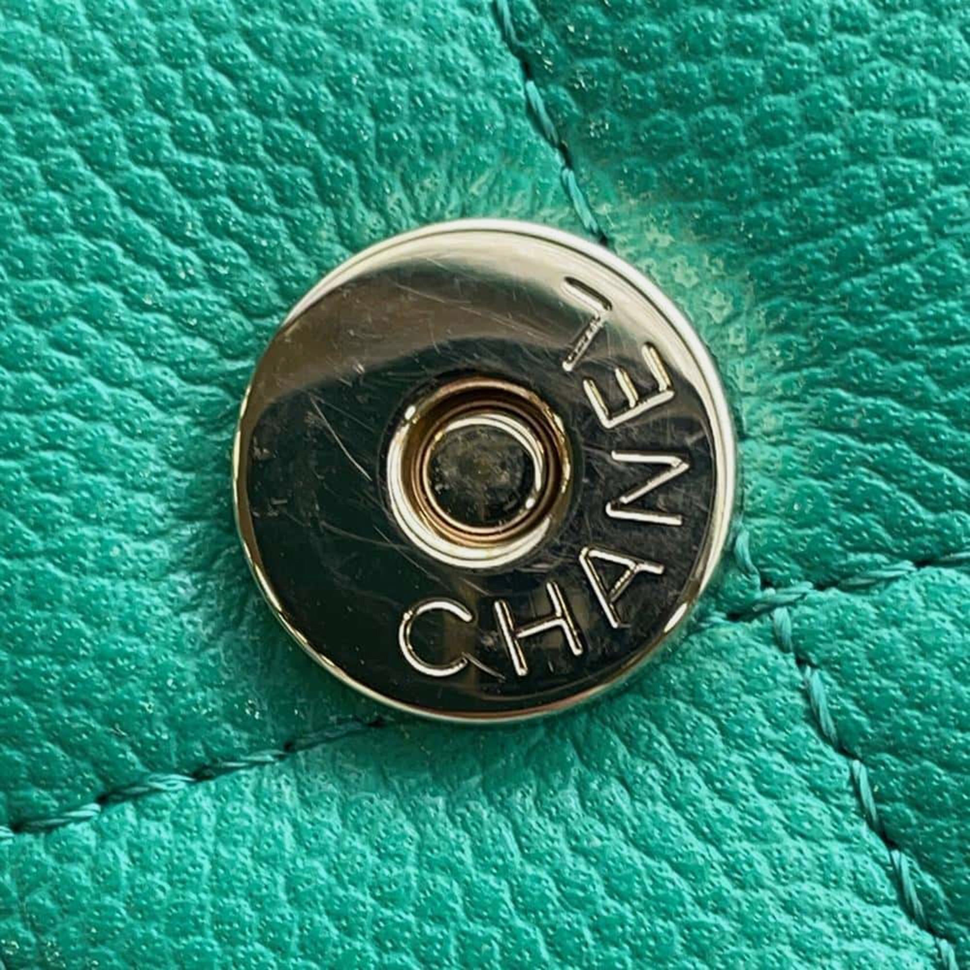 Chanel Green Caviar Leather Top handle Matelasse Chain Shoulder bag 