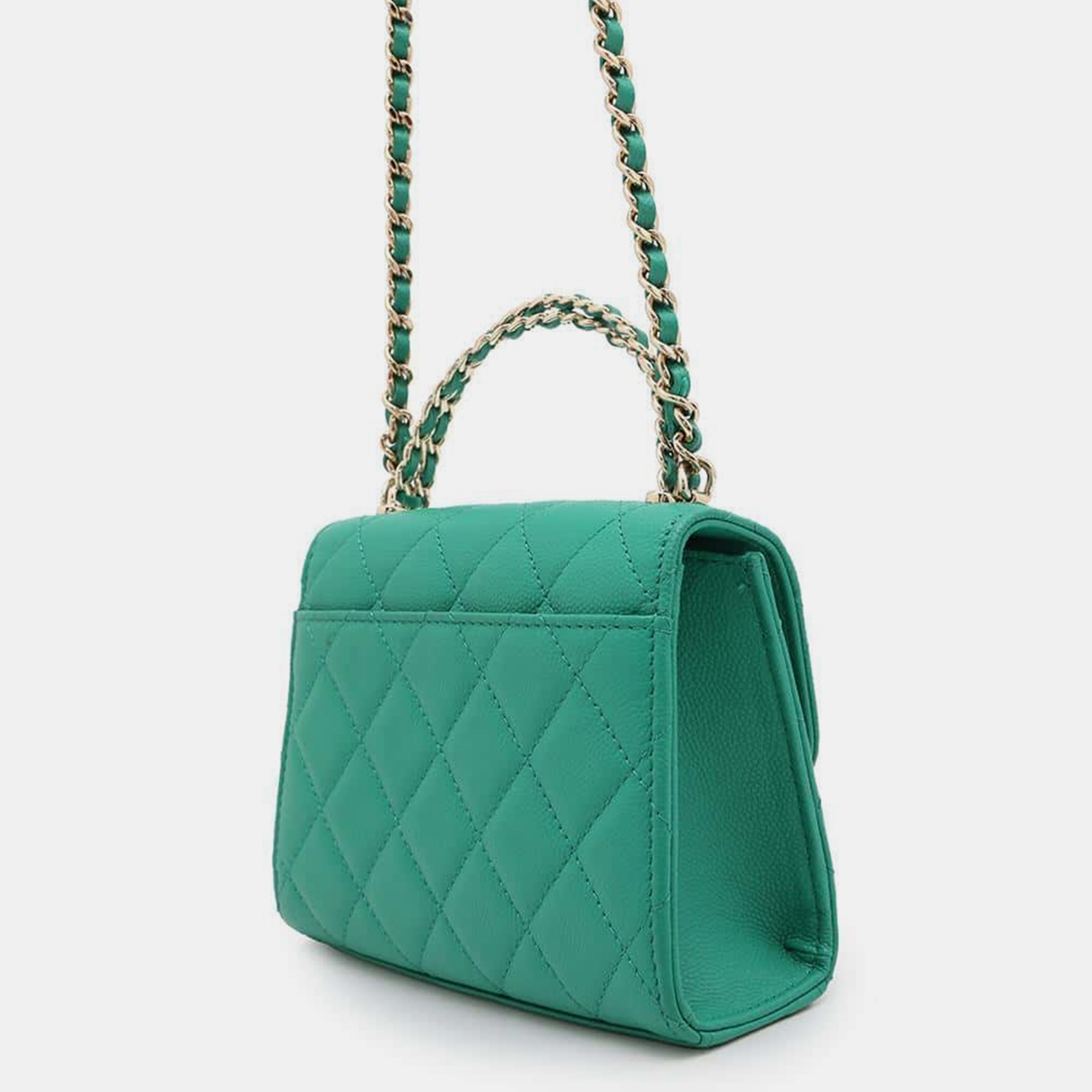 Chanel Green Caviar Leather Top handle Matelasse Chain Shoulder bag 