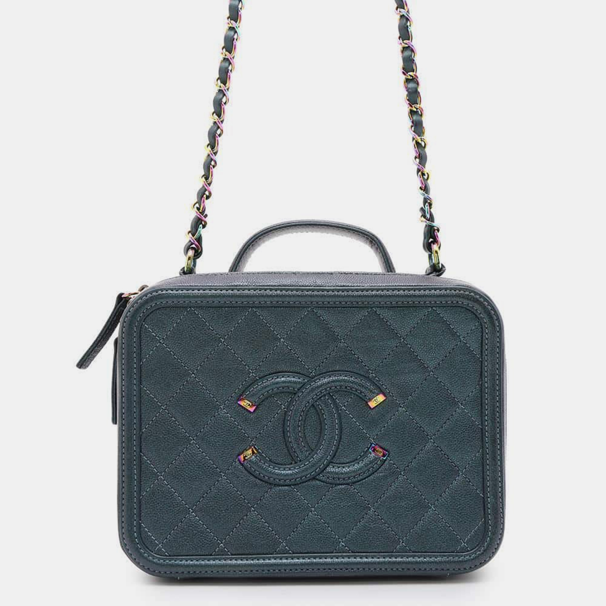 

Chanel Green Caviar Leather CC Filigree Vanity Chain Shoulder Bag