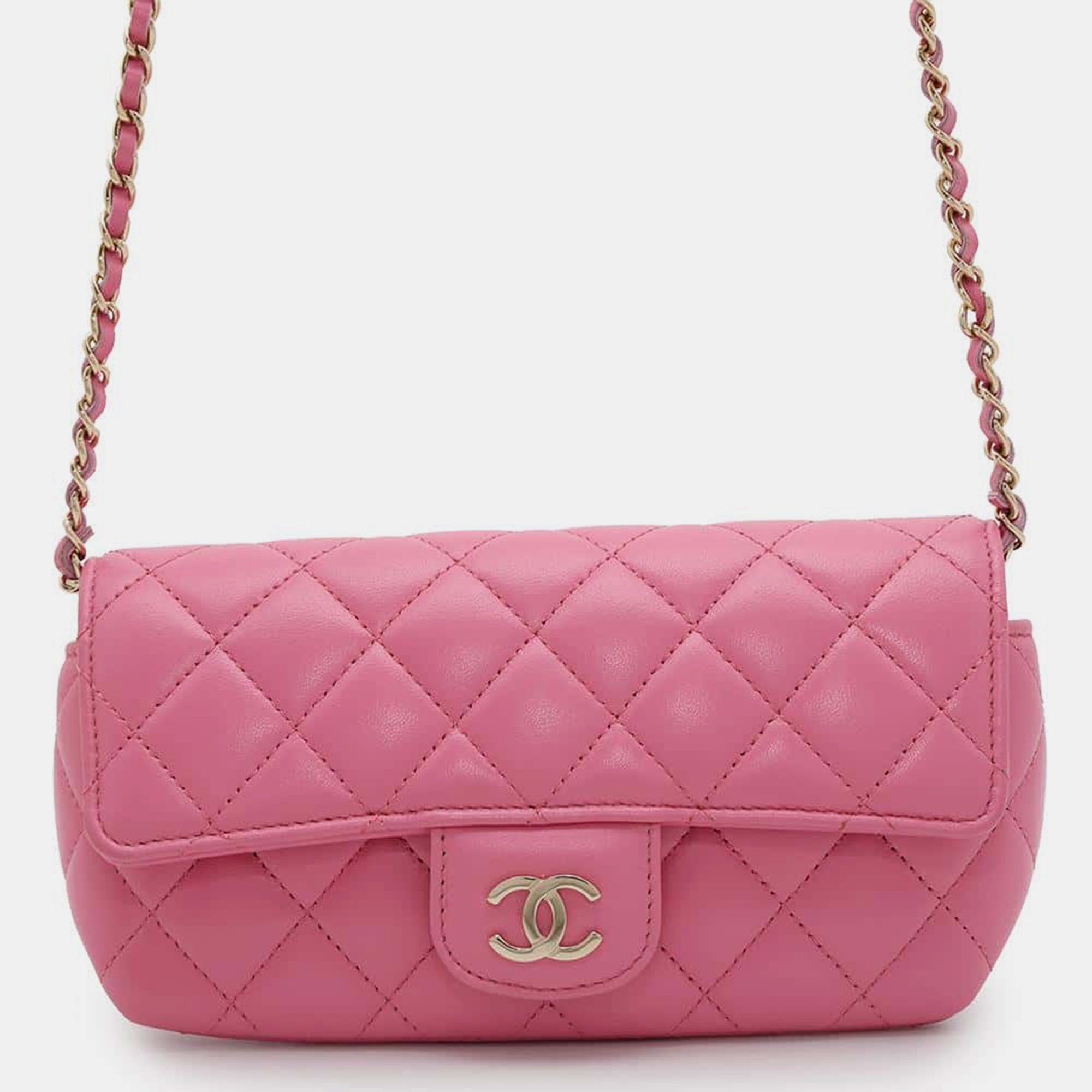 

Chanel Pink Lambskin Chain Eyewear Case