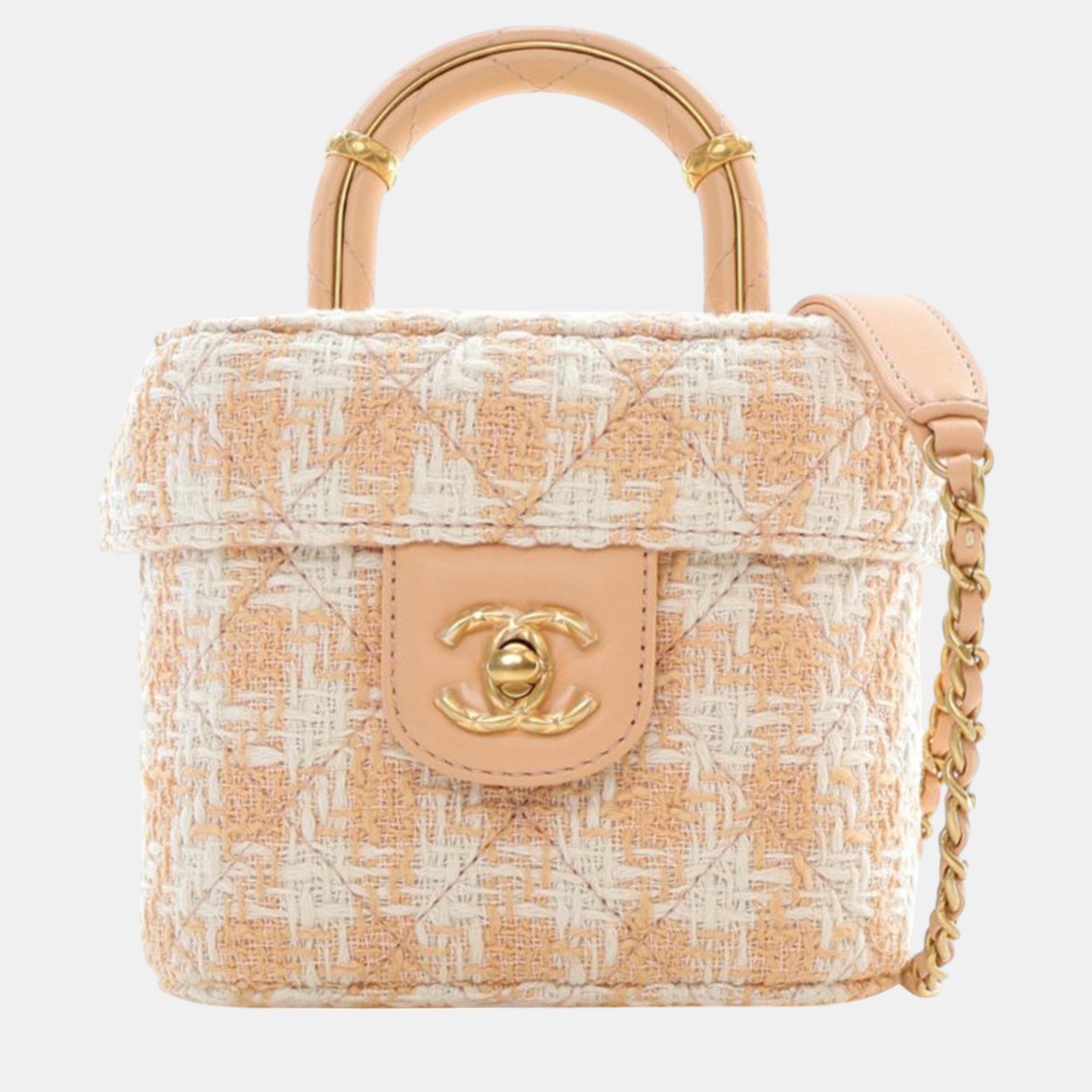 

Chanel Beige/Brown Mini Tweed Crush Top Handle Flap