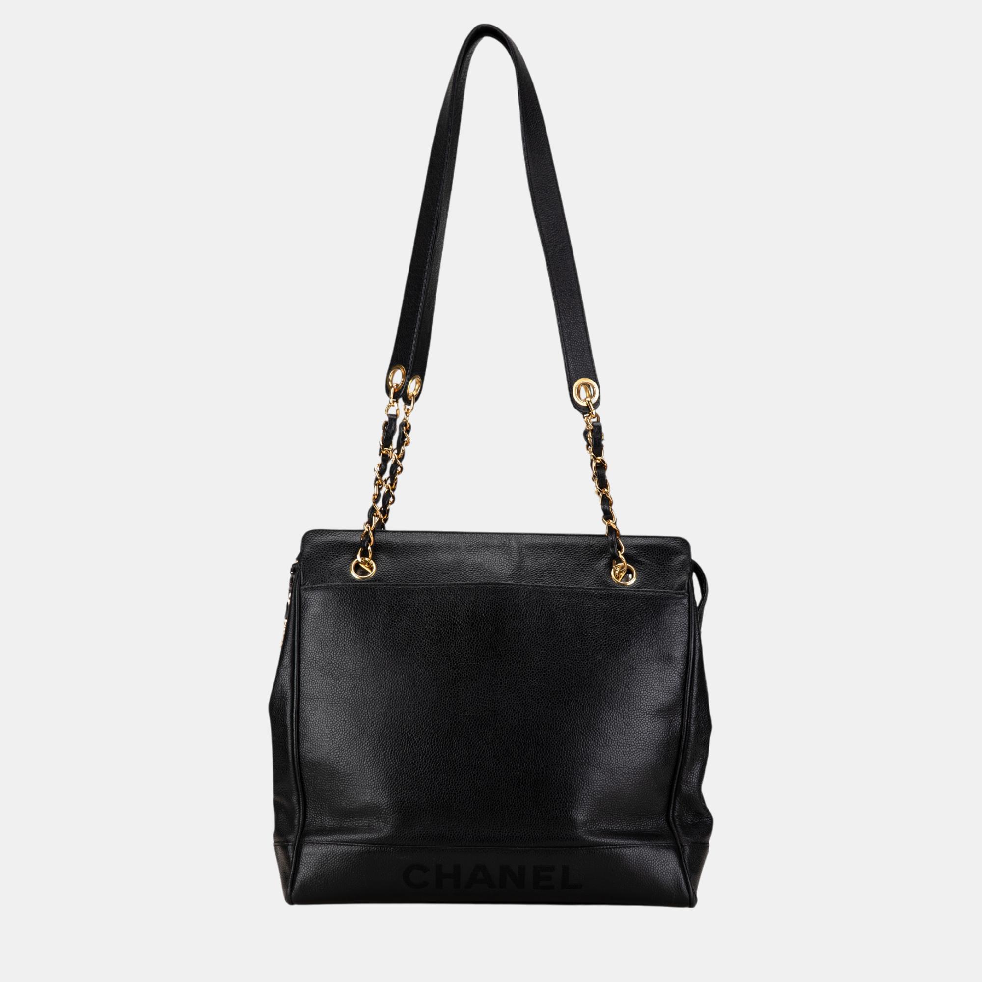 

Chanel Black Caviar Chain Tote