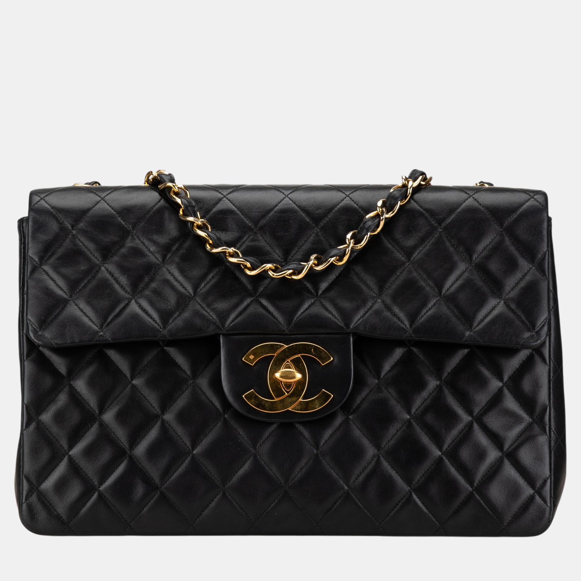 

Chanel Black Maxi  Classic Lambskin Single Flap