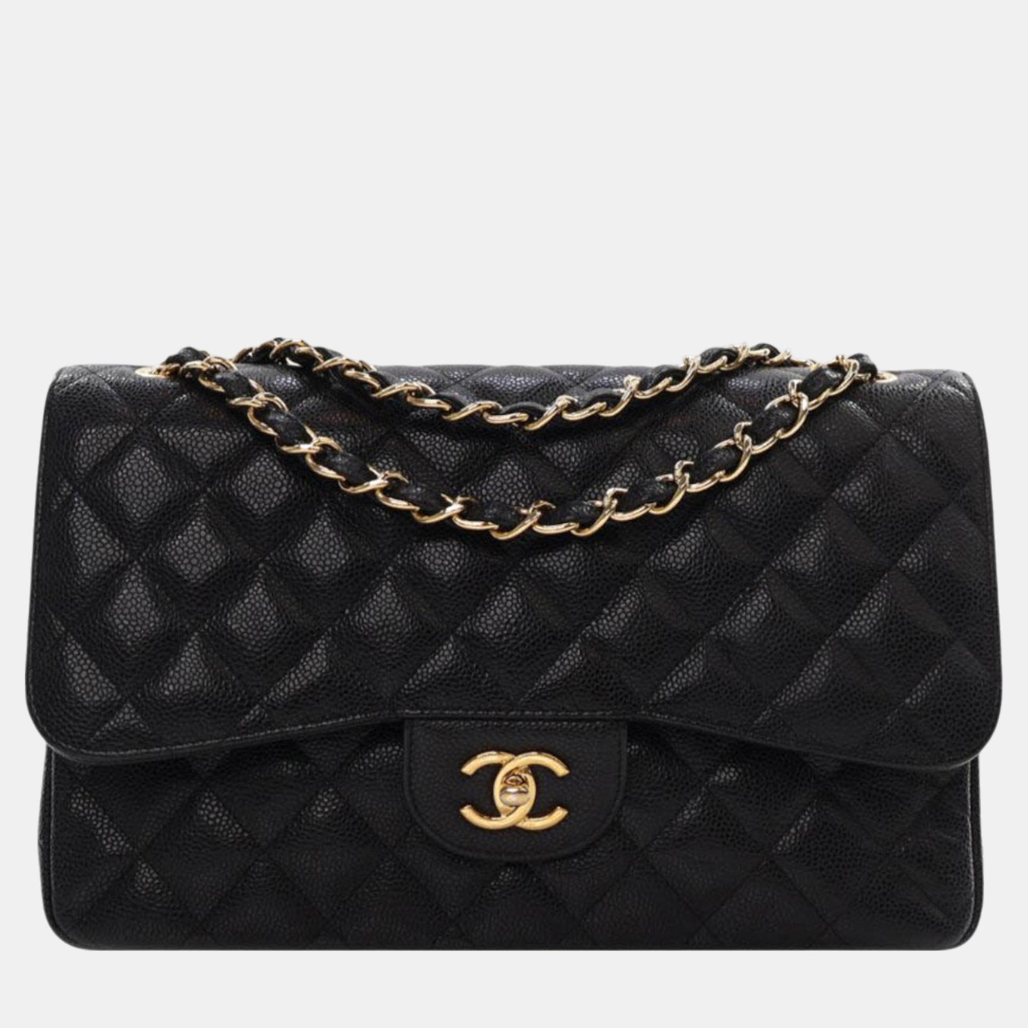

Chanel Black Jumbo Classic Caviar Double Flap