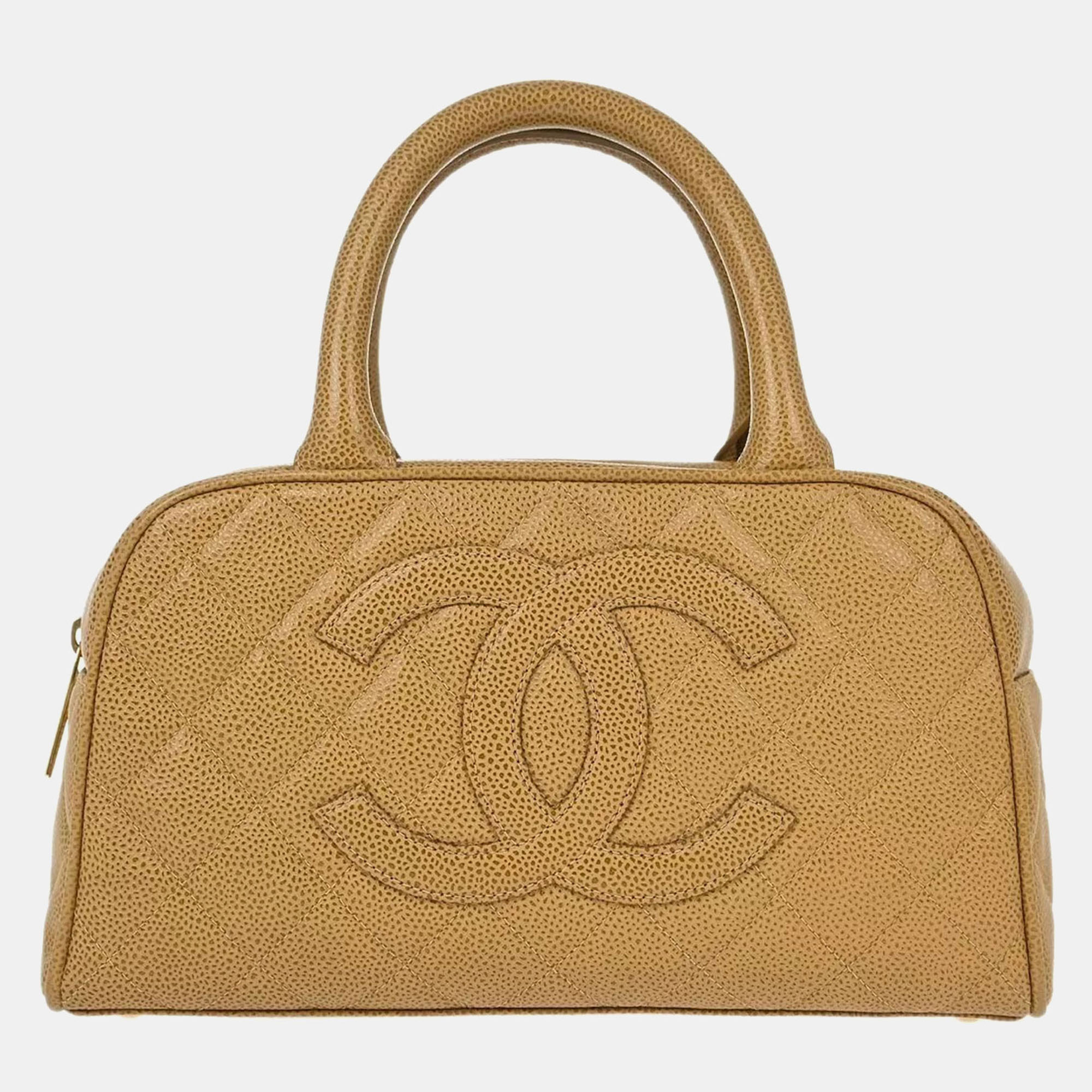 

Chanel Beige Calfskin Bowling Bag