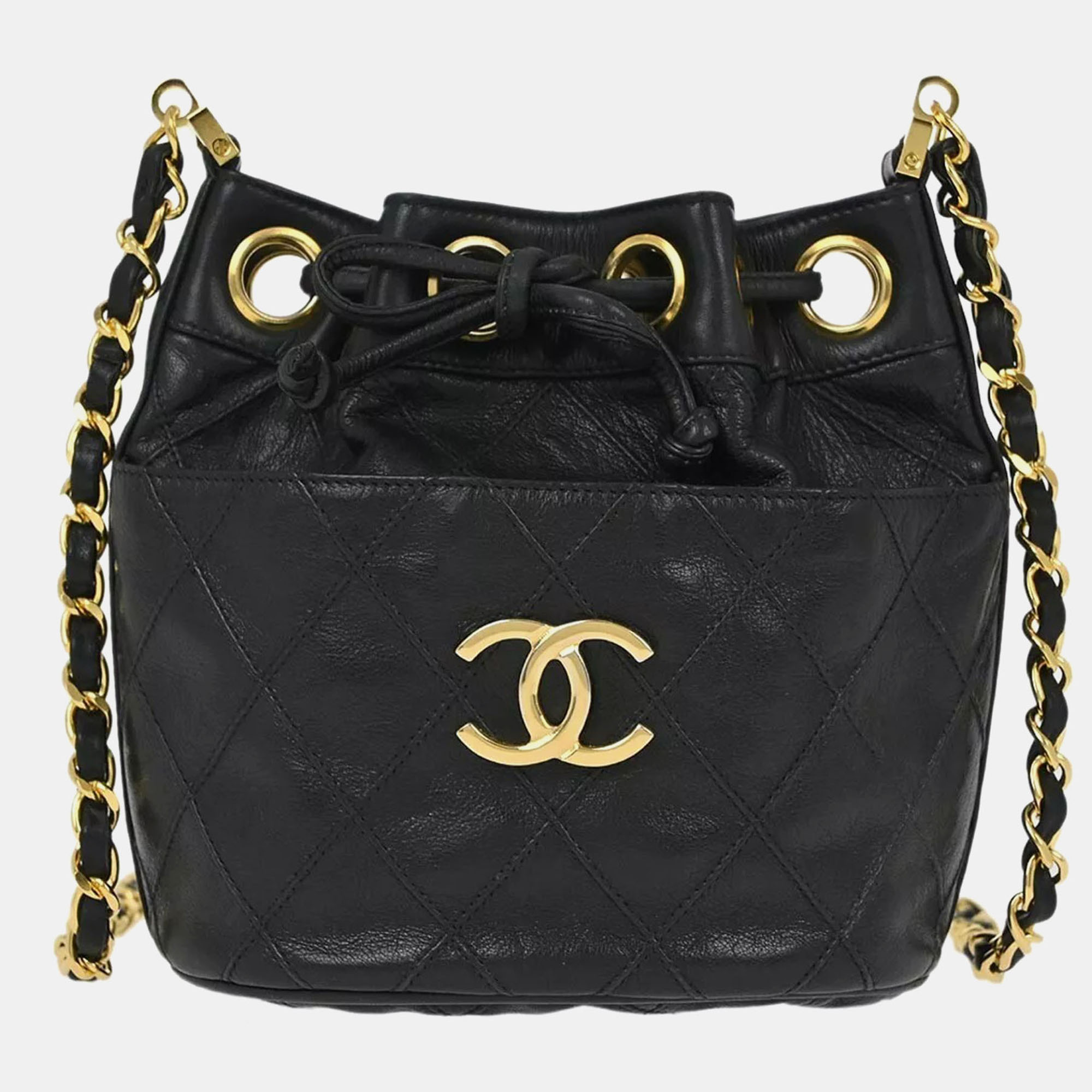 

Chanel Black Lambskin Bucket Shoulder Bag