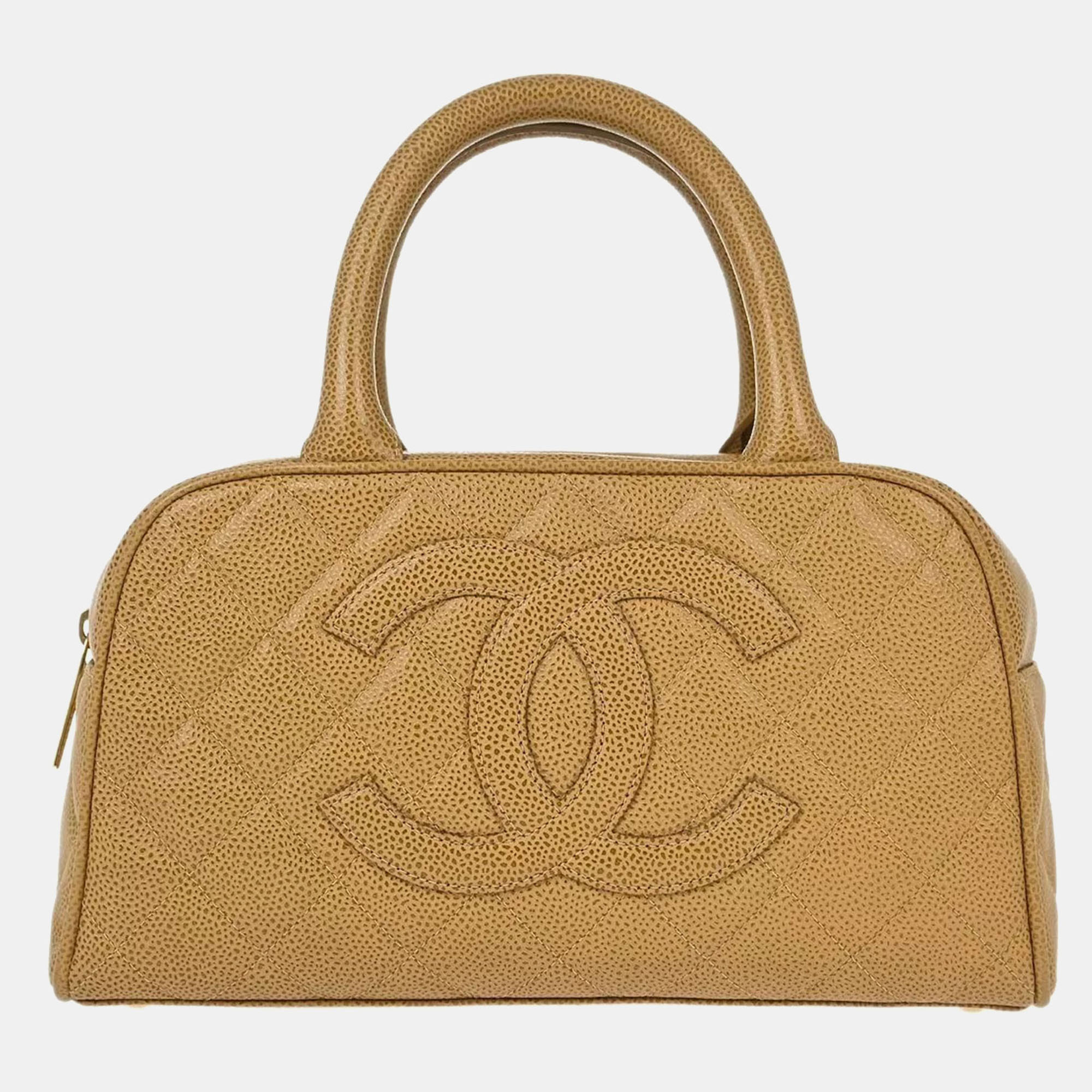 

Chanel Beige Calfskin Bowling Bag