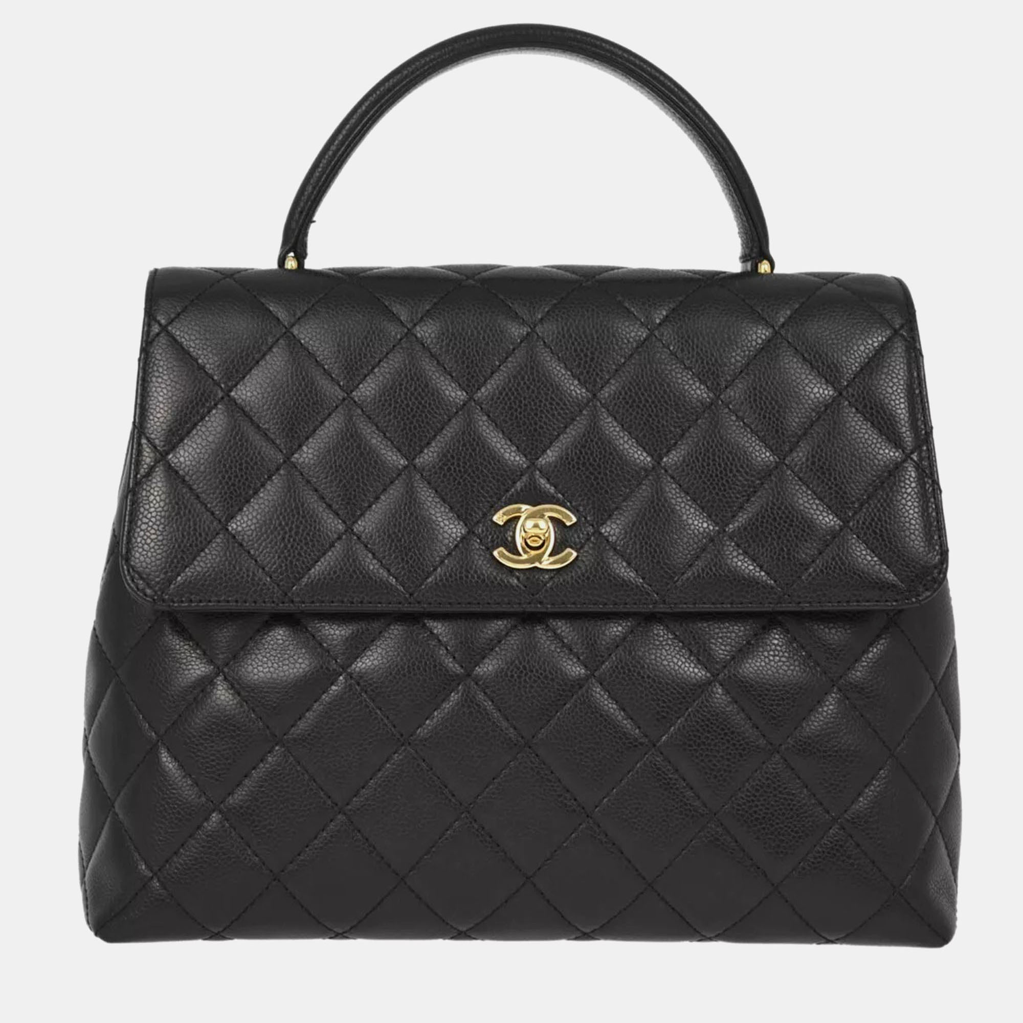 

Chanel Black Calfskin Top Handle Handbag