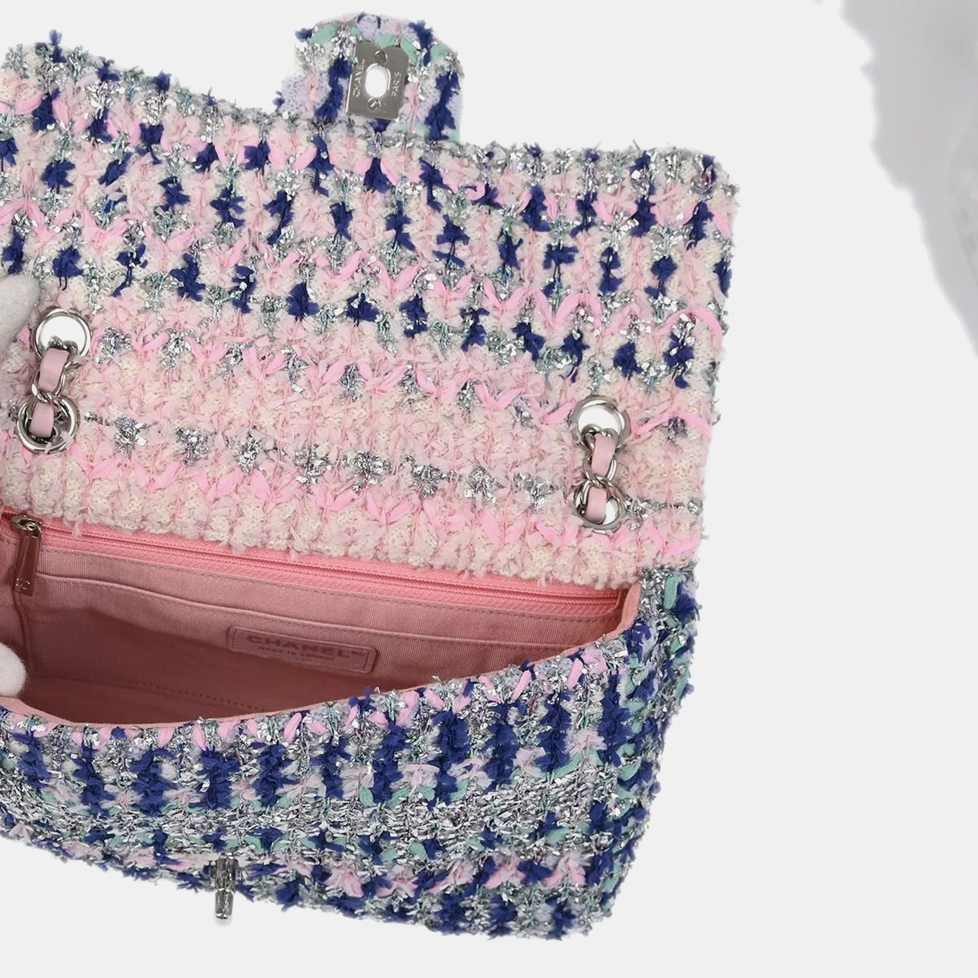 Chanel Multicolor Tweed Classic Single Flap Shoulder Bag 