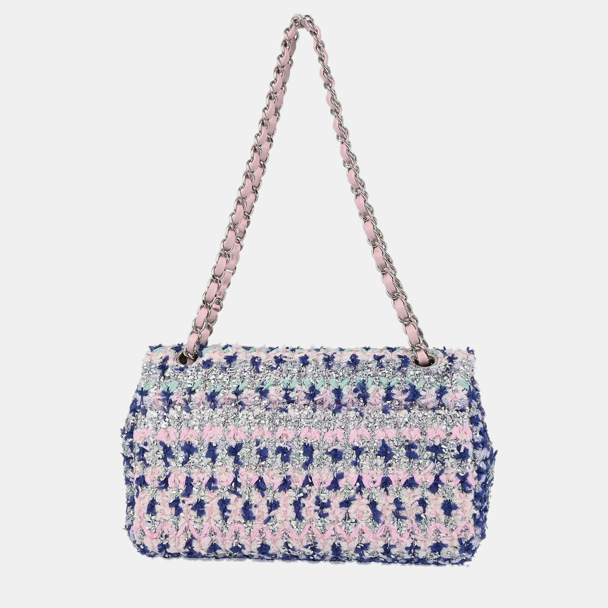 Chanel Multicolor Tweed Classic Single Flap Shoulder Bag 