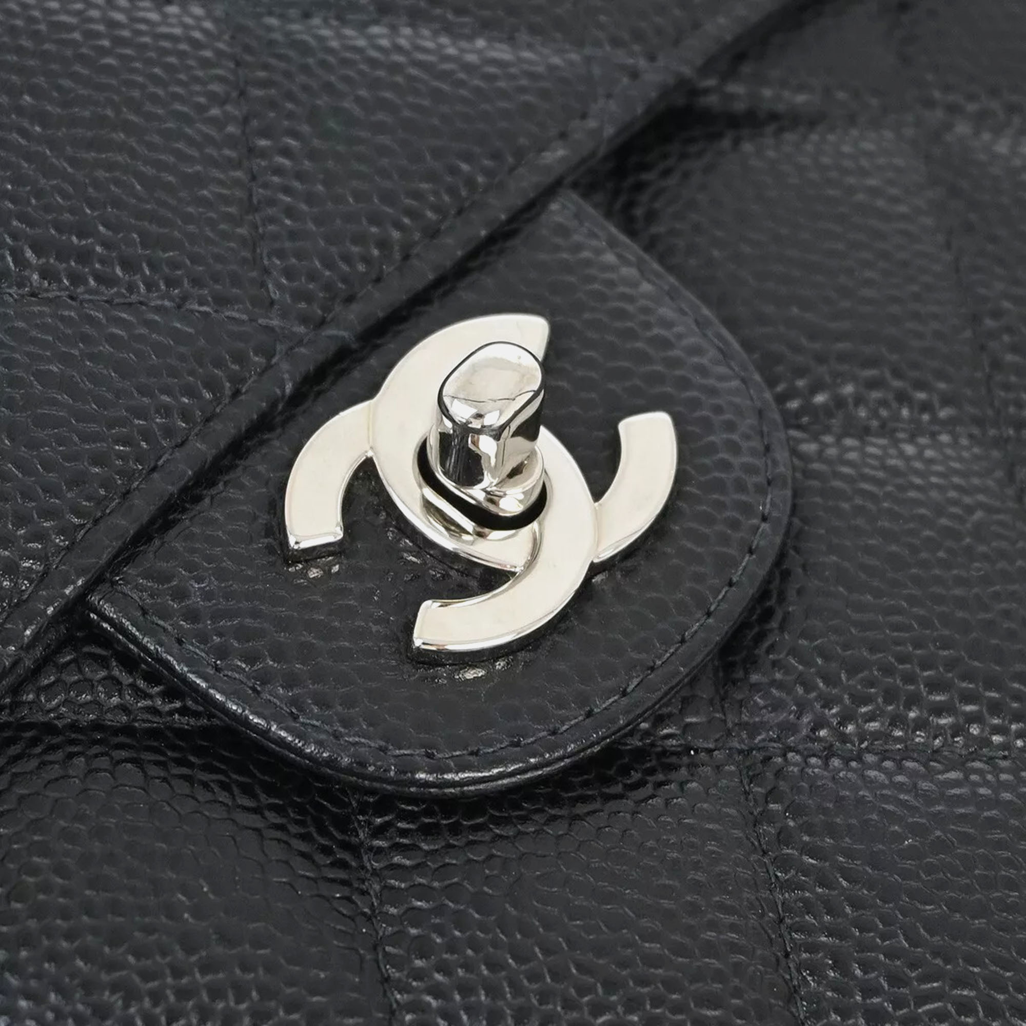 Chanel Black Calfskin Jumbo Classic Flap Shoulder Bag 