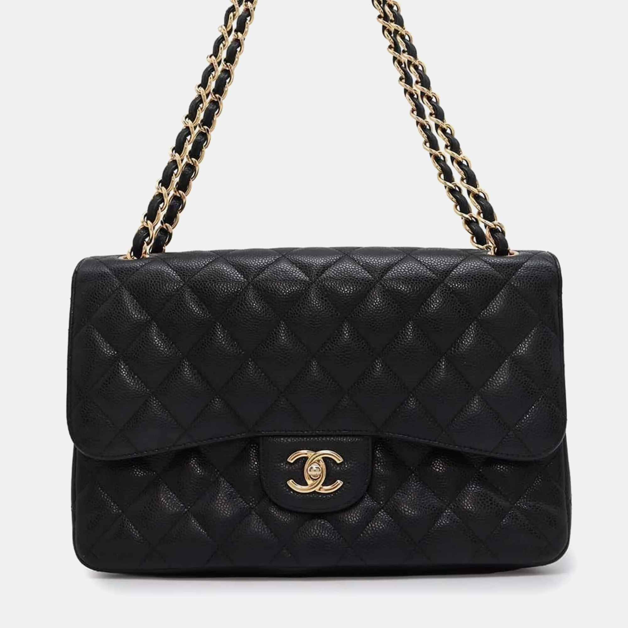 

Chanel Black Matelasse 30 Caviar Skin Coco Mark Chain Shoulder Bag