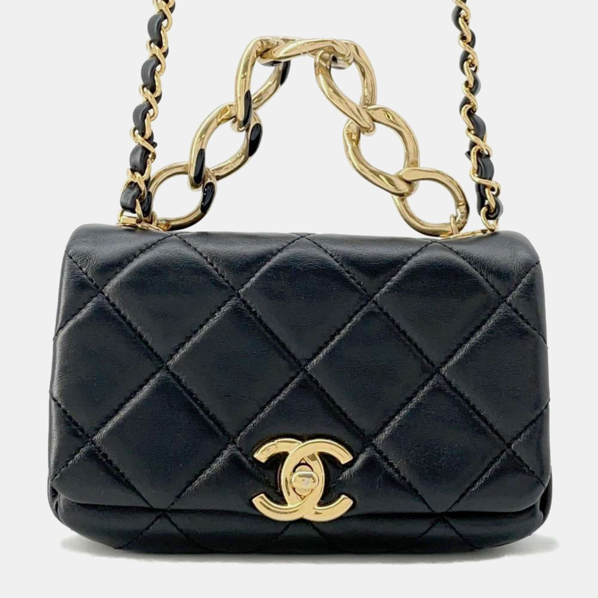 

Chanel Black Matelasse Coco Mark Lambskin Chain Shoulder Bag