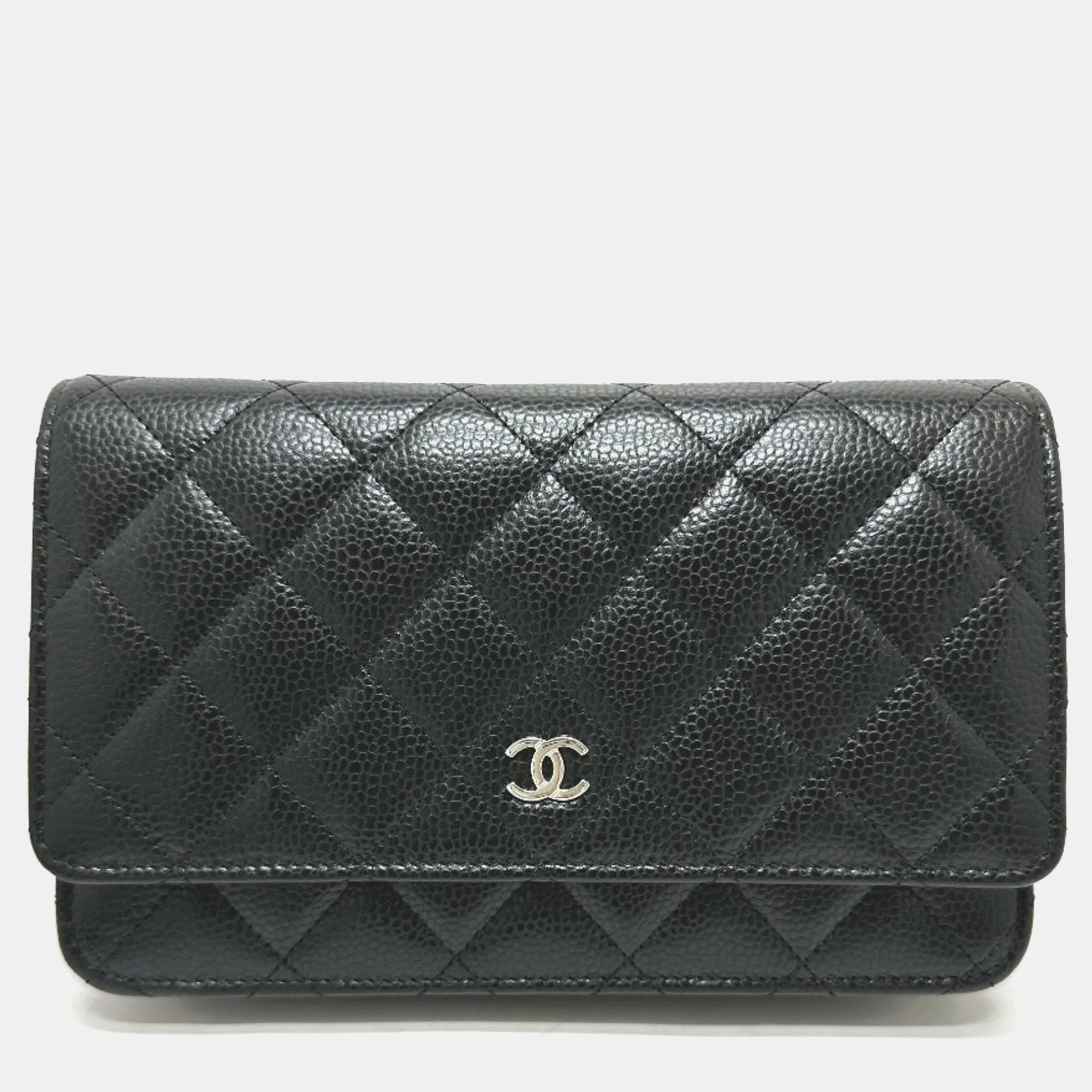 

Chanel Black Caviar Skin Matelasse Coco Mark Classic Chain Wallet Shoulder Bag