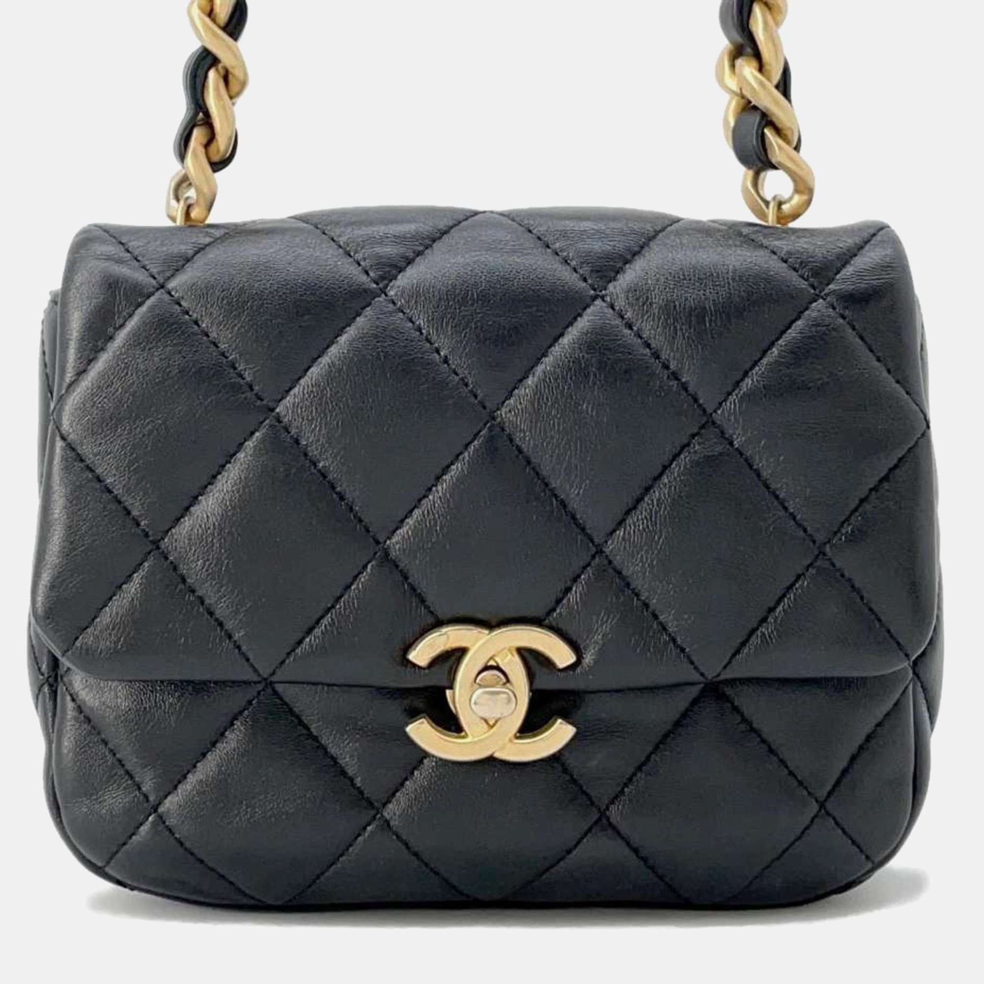 

Chanel Black Matelasse Coco Mark Flap Lambskin Chain Shoulder Bag