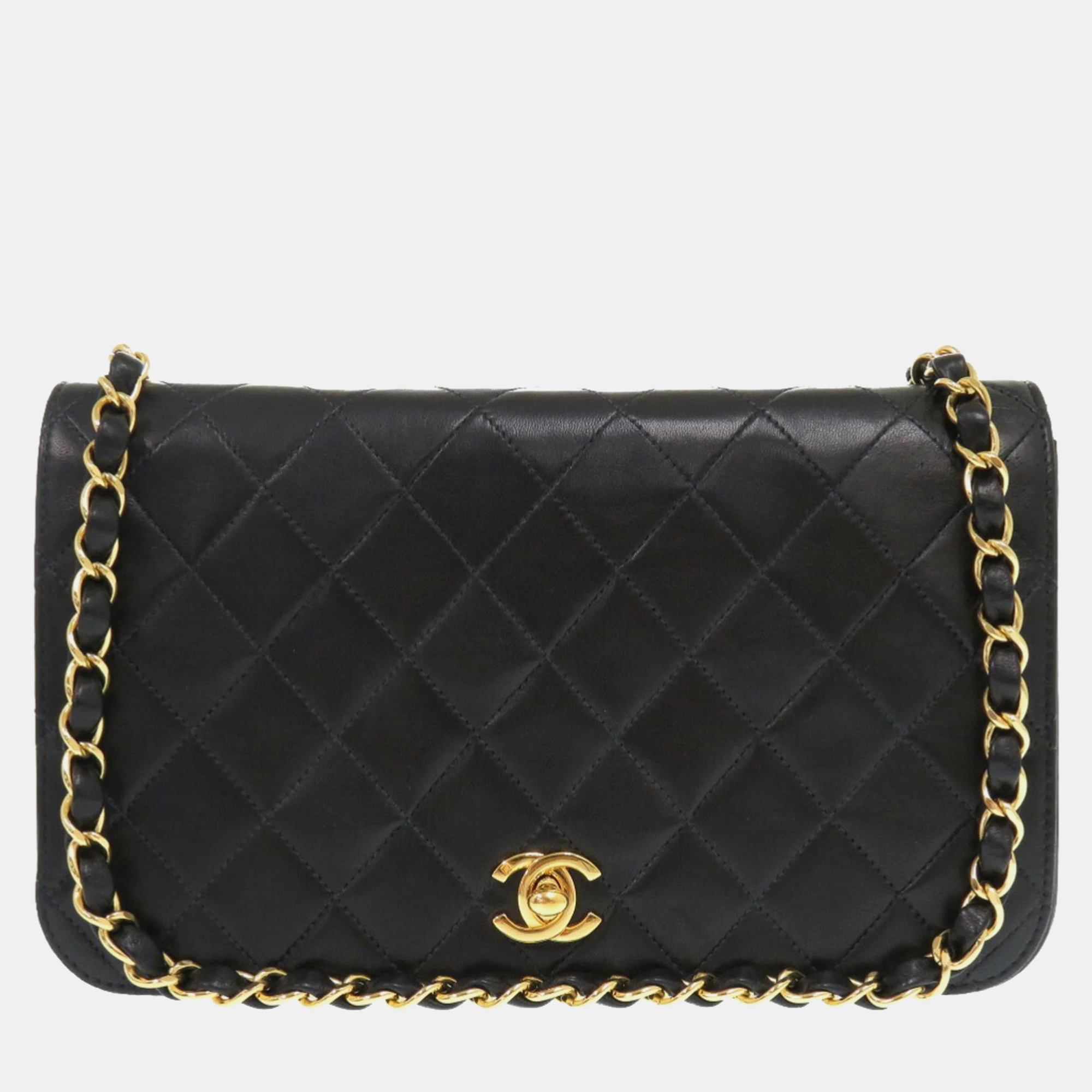 

Chanel Black Matelasse Lambskin Gold Chain Shoulder Bag