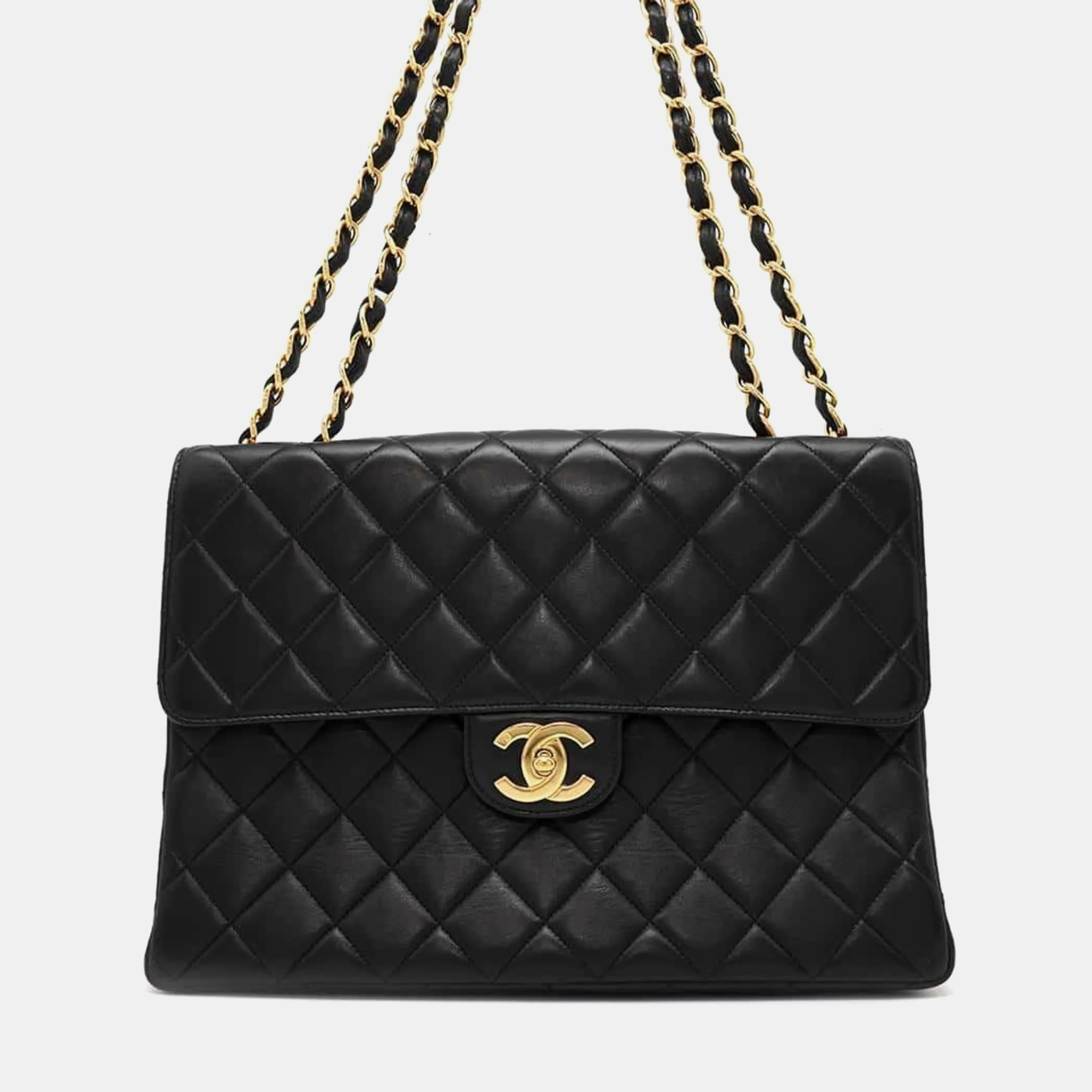 

Chanel Lambskin Black Matelasse 30 Single Flap Chain Shoulder Bag