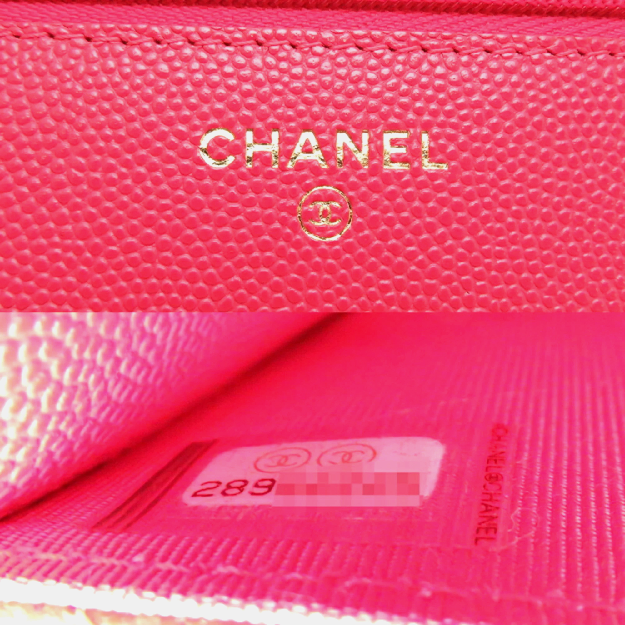 Chanel Caviar Skin Red Seal Matelasse Chain Wallet Shoulder Bag 