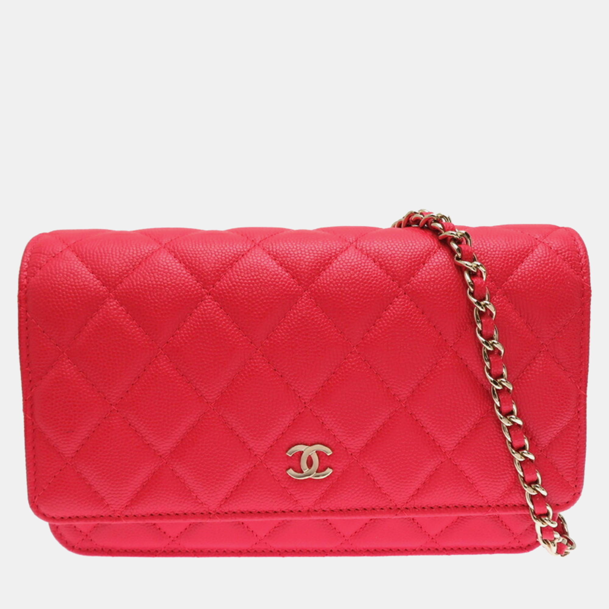 

Chanel Caviar Skin Red Seal Matelasse Chain Wallet Shoulder Bag