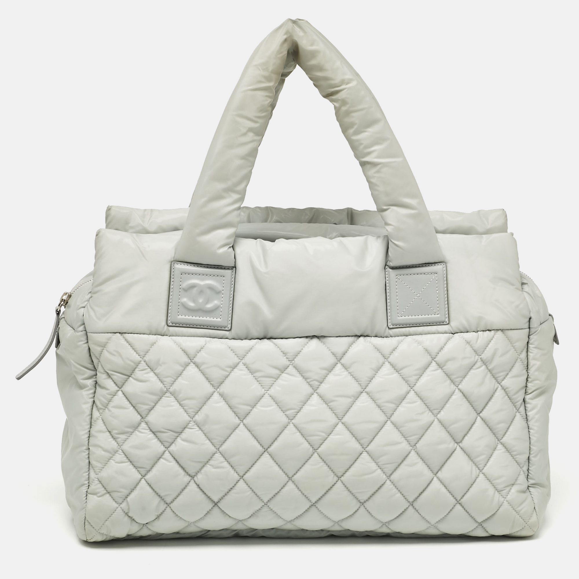 

Chanel Mint Green Quilted Coated Nylon Coco Cocoon Tote