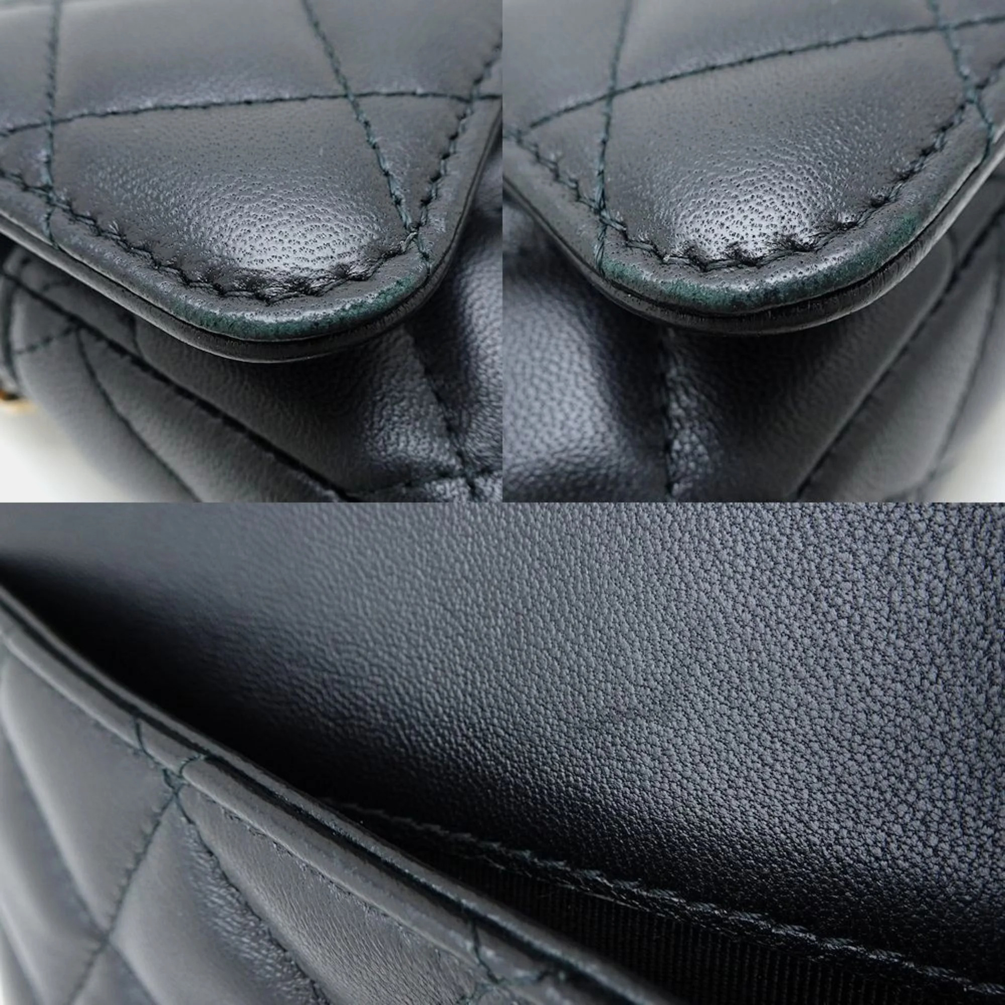 Chanel Lambskin Black Flap Phone Case Shoulder Bag 